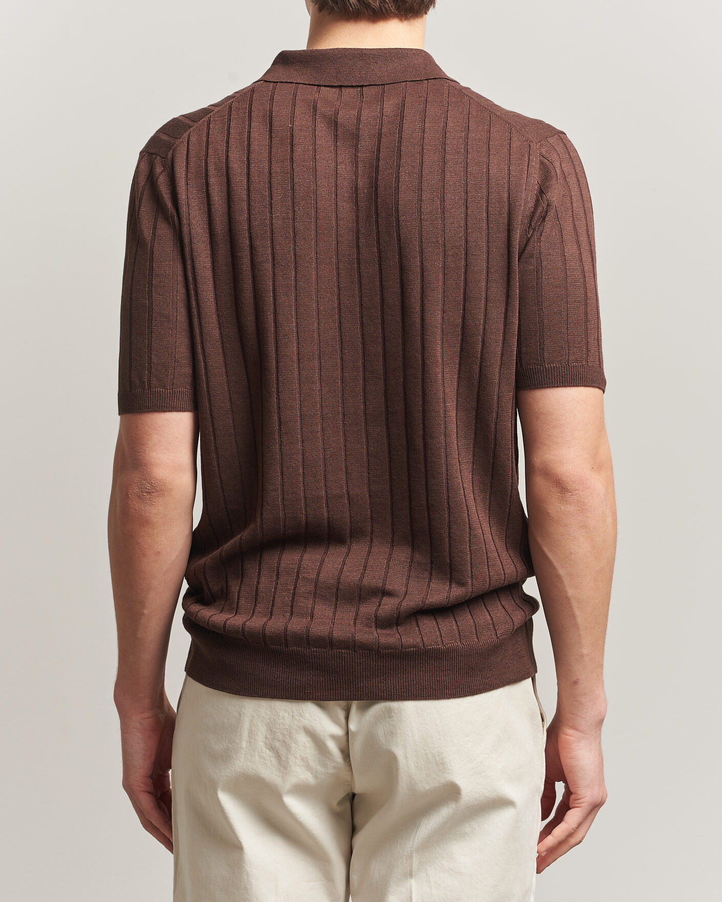 Herren | Poloshirts | Boglioli | Short Sleeve Knitted Rib Polo Brown