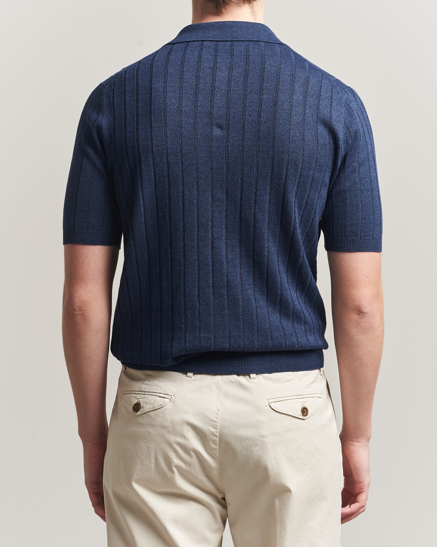 Herren | Poloshirts | Boglioli | Short Sleeve Knitted Rib Polo Navy