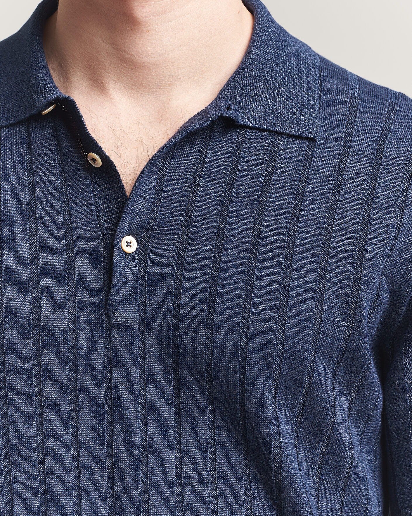 Herren | Poloshirts | Boglioli | Short Sleeve Knitted Rib Polo Navy