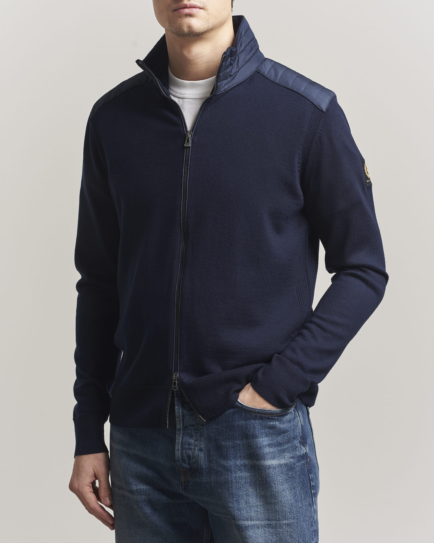 Herren | Pullover | Belstaff | Kelby Knitted Full Zip Dark Ink