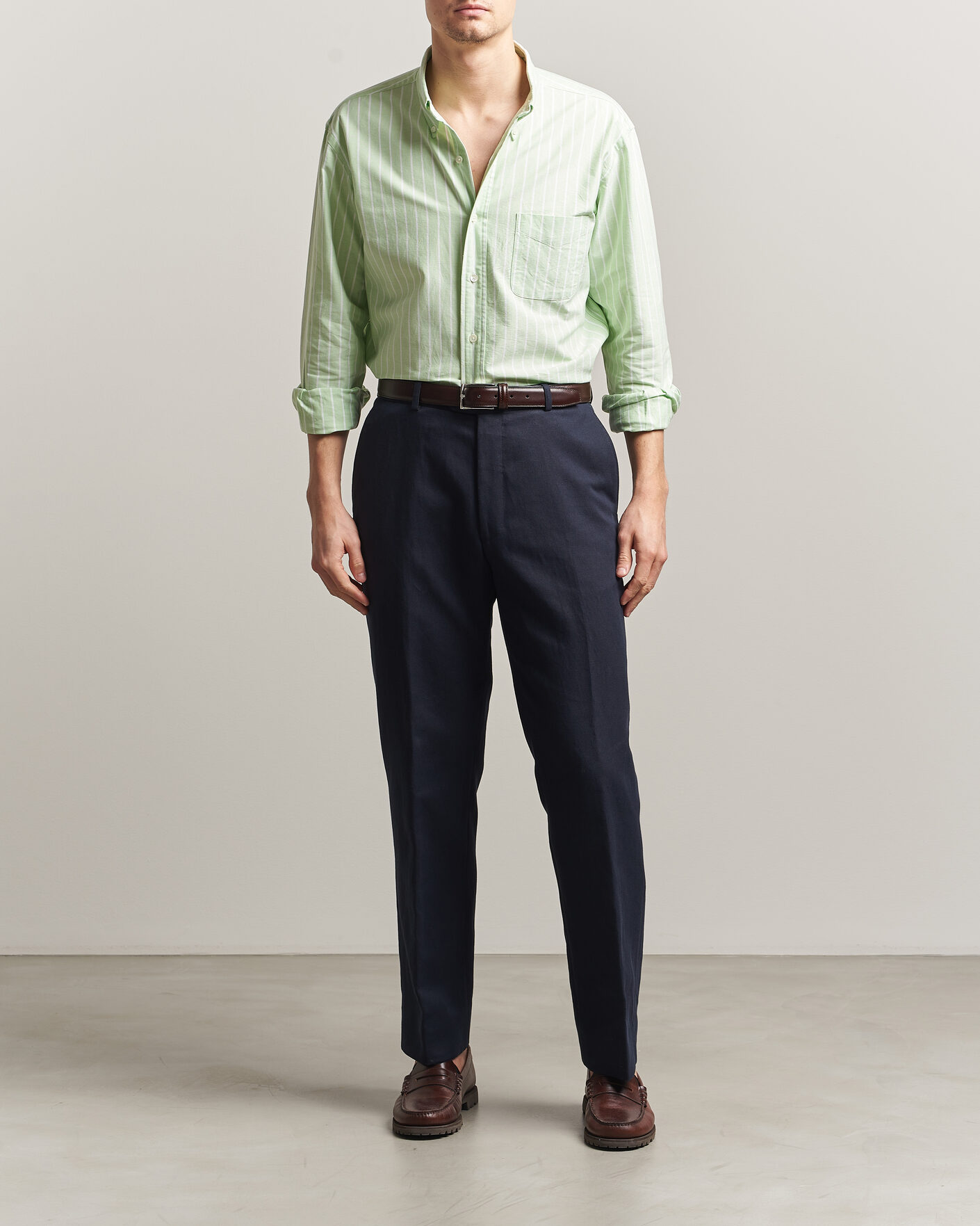 Herren | Hemden | Kamakura Shirts | Vintage Ivy Oxford BD Shirt Green Blazer Stripe