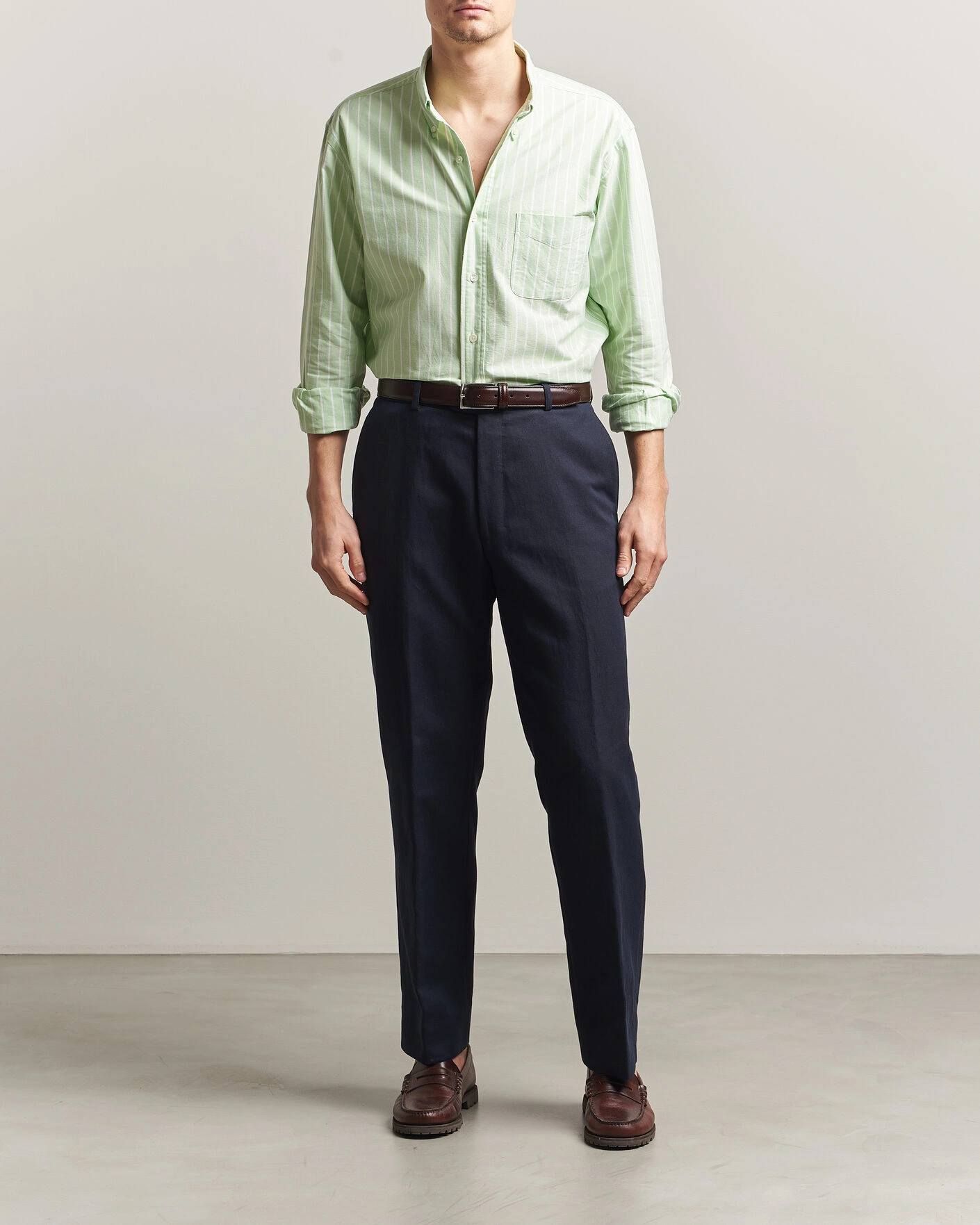 Herren | Hemden | Kamakura Shirts | Vintage Ivy Oxford BD Shirt Green Blazer Stripe
