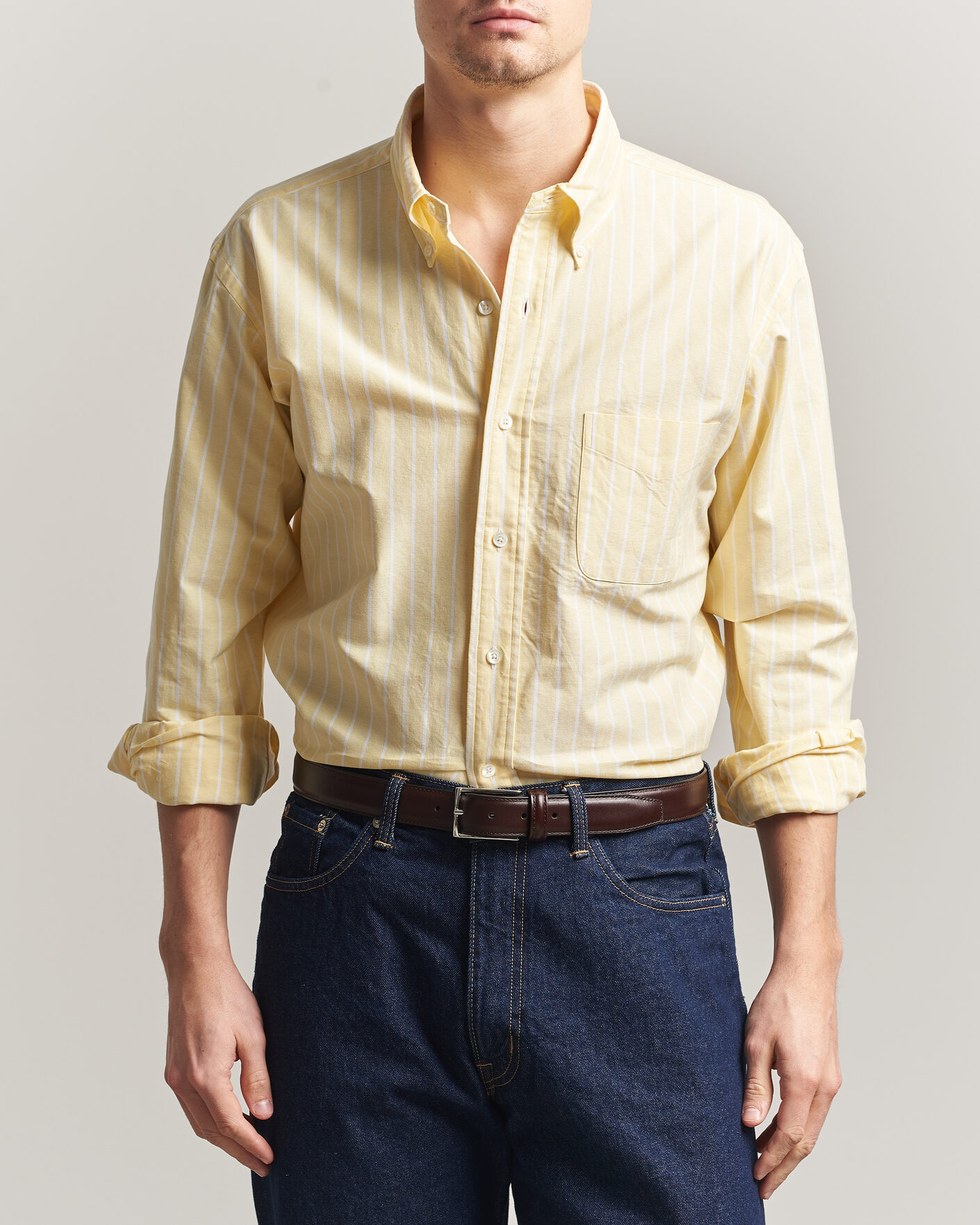 Herren | Hemden | Kamakura Shirts | Vintage Ivy Oxford BD Shirt Yellow Blazer Stripe