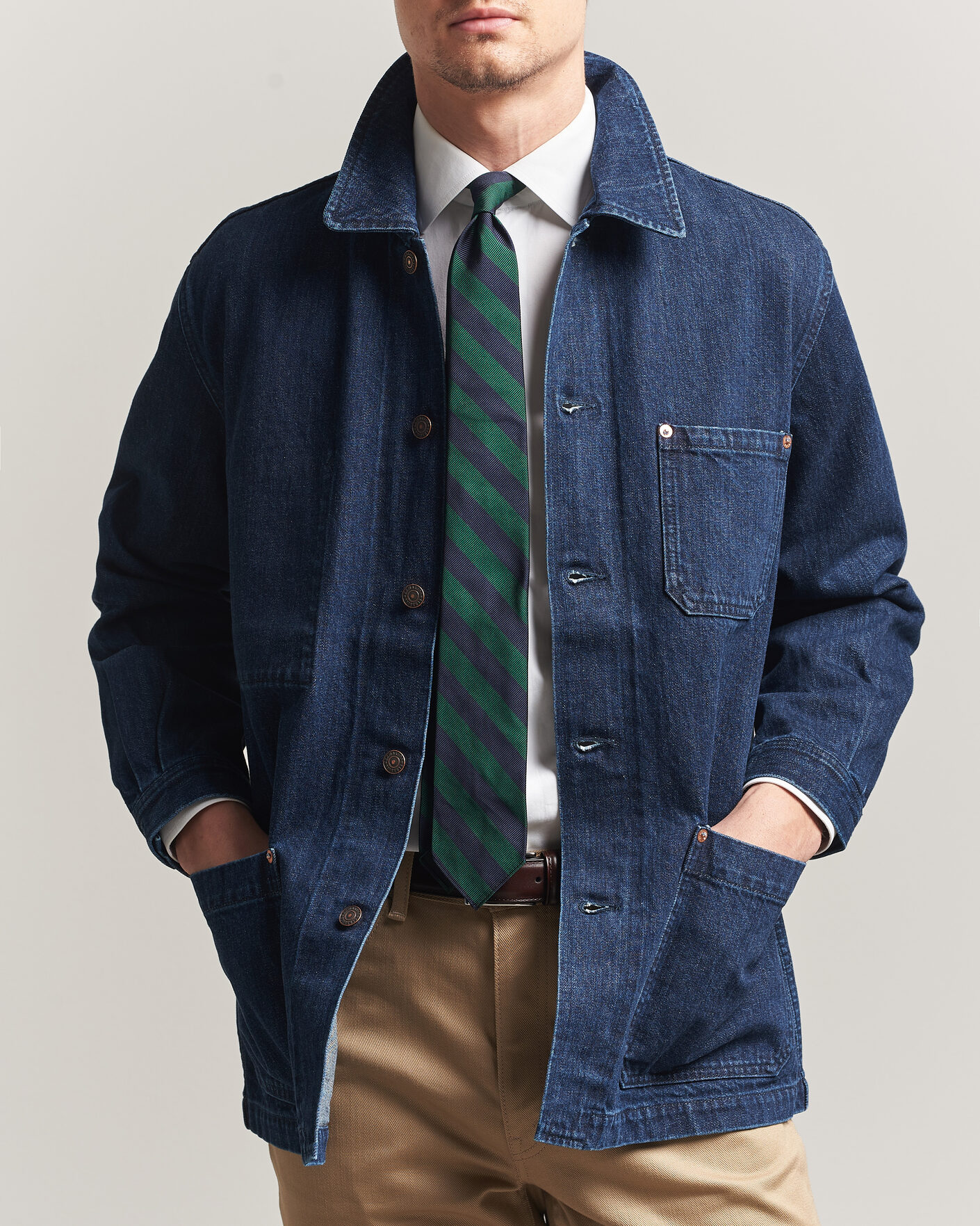Herren | Jacken | Kamakura Shirts | French Work Jacket Dark Denim