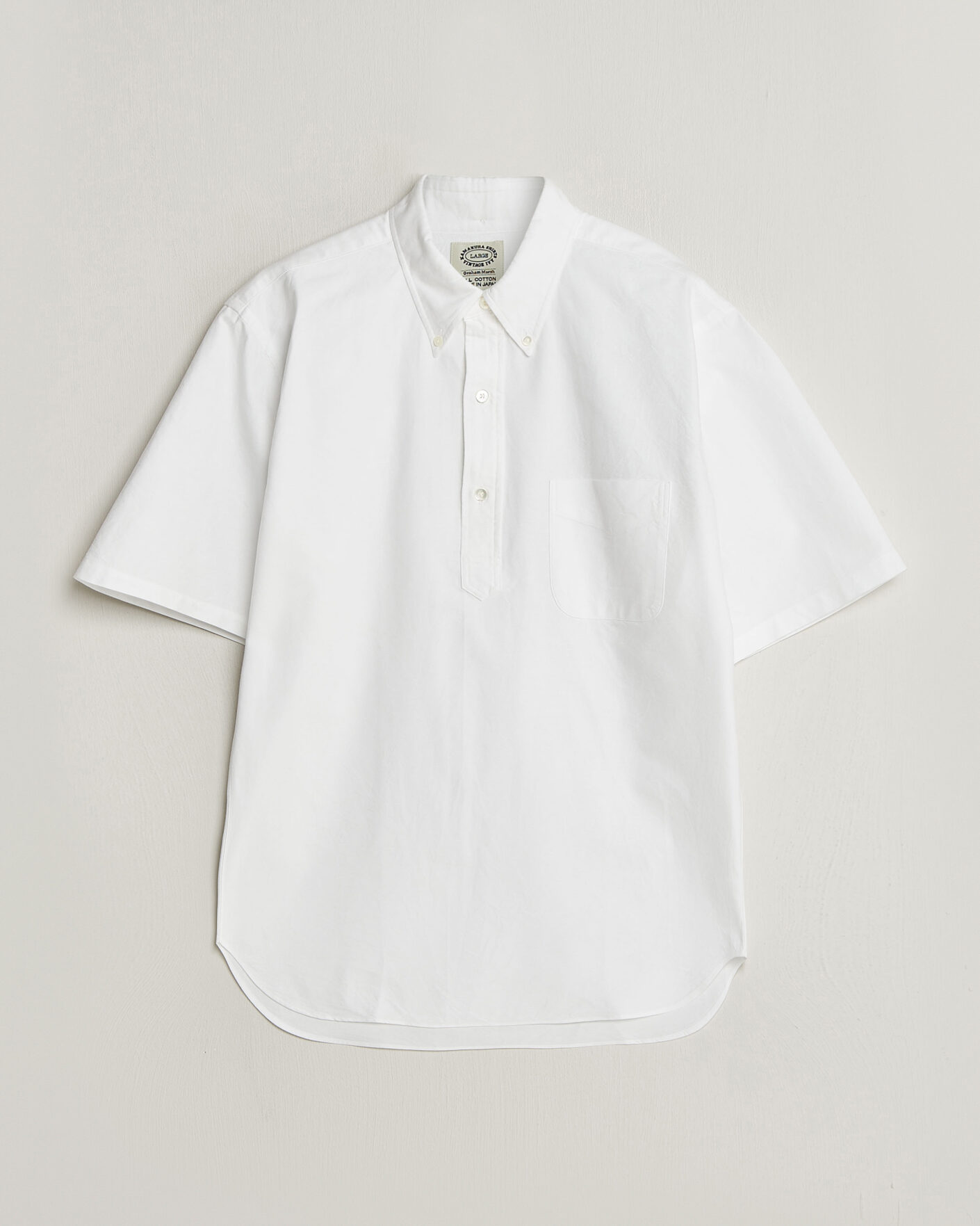 Herren | Hemden | Kamakura Shirts | Vintage Ivy Half Sleeve Oxford Popover White