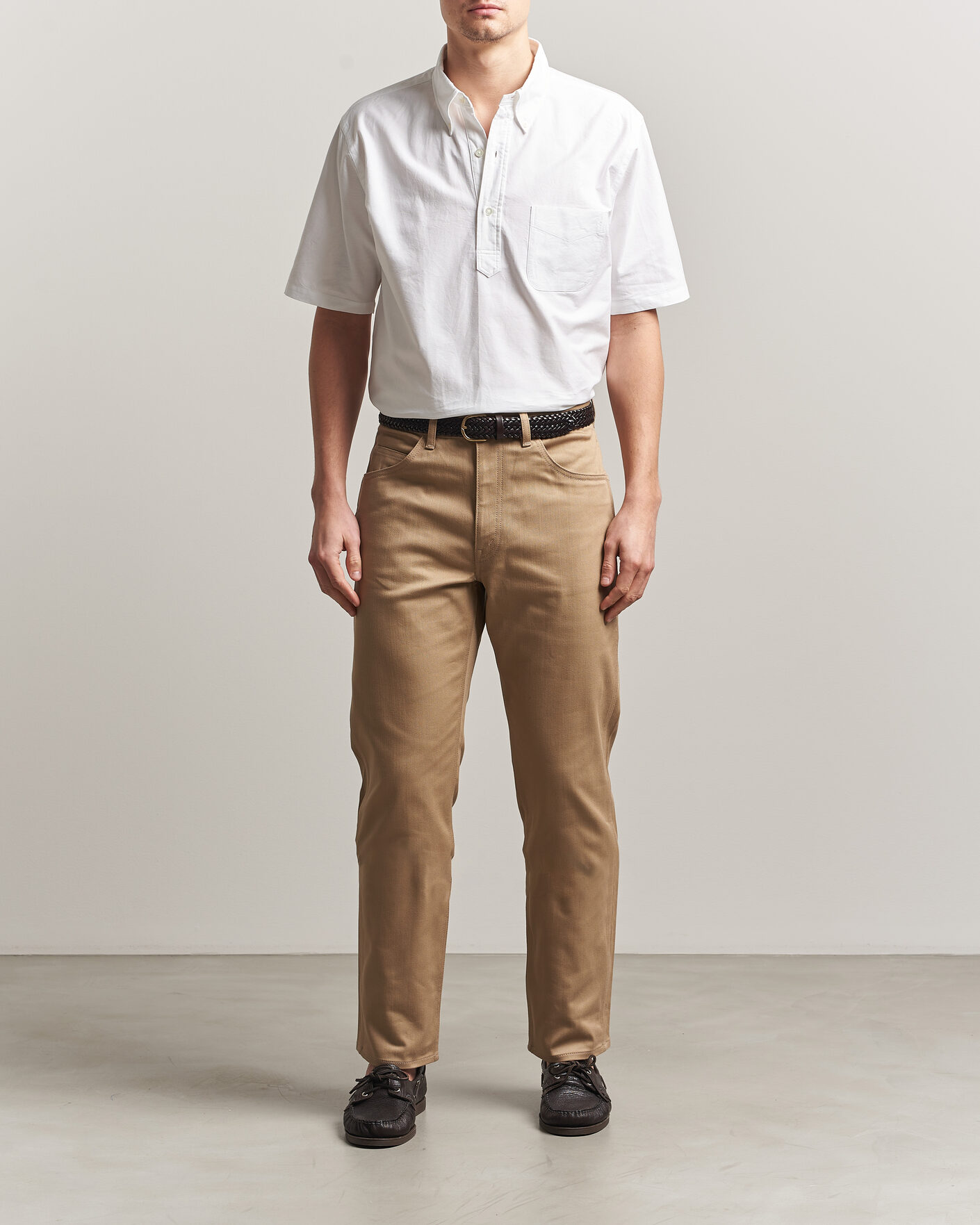Herren | Hemden | Kamakura Shirts | Vintage Ivy Half Sleeve Oxford Popover White
