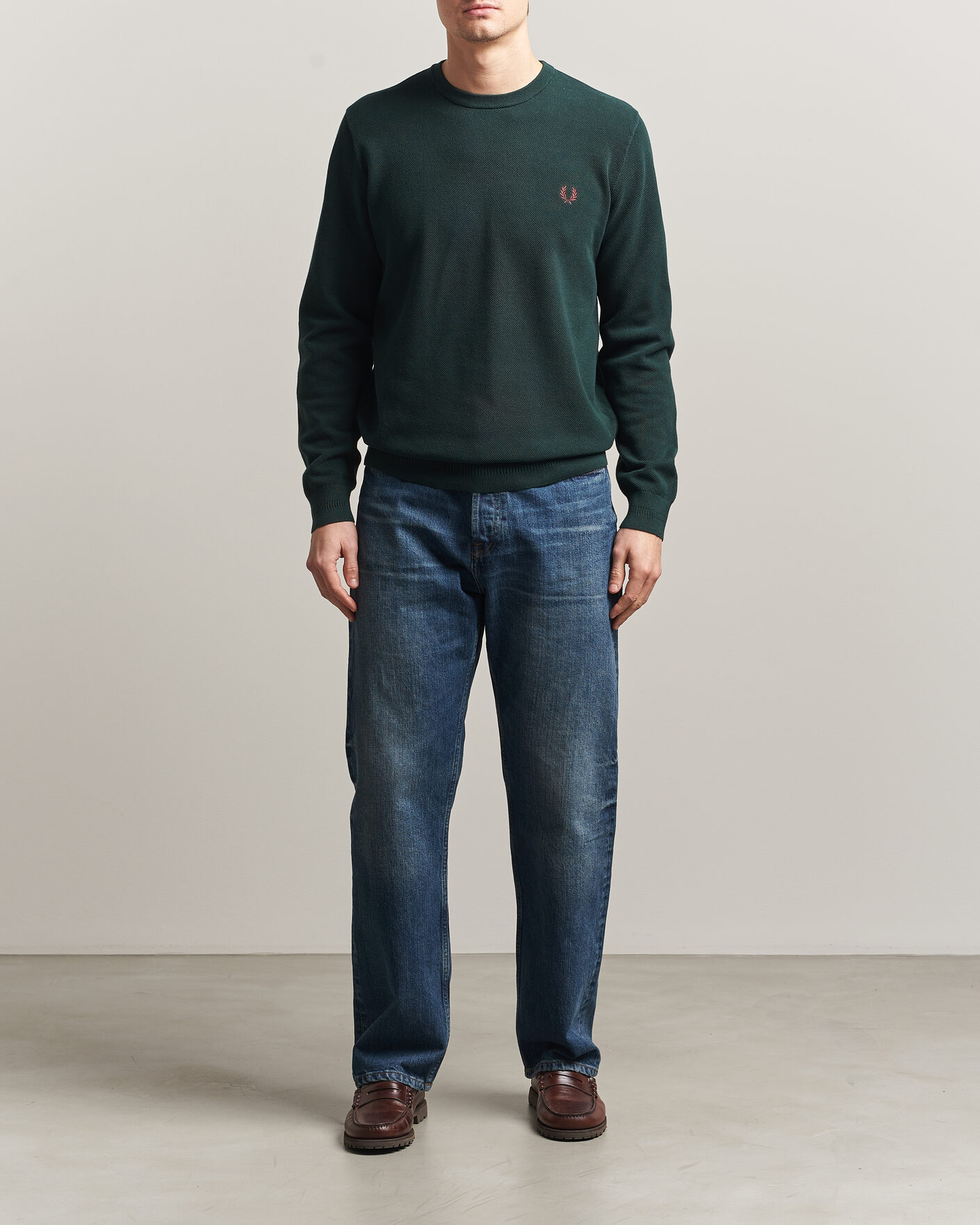 Herren | Pullover | Fred Perry | Piqué Stitched Sweater Grassroots Green