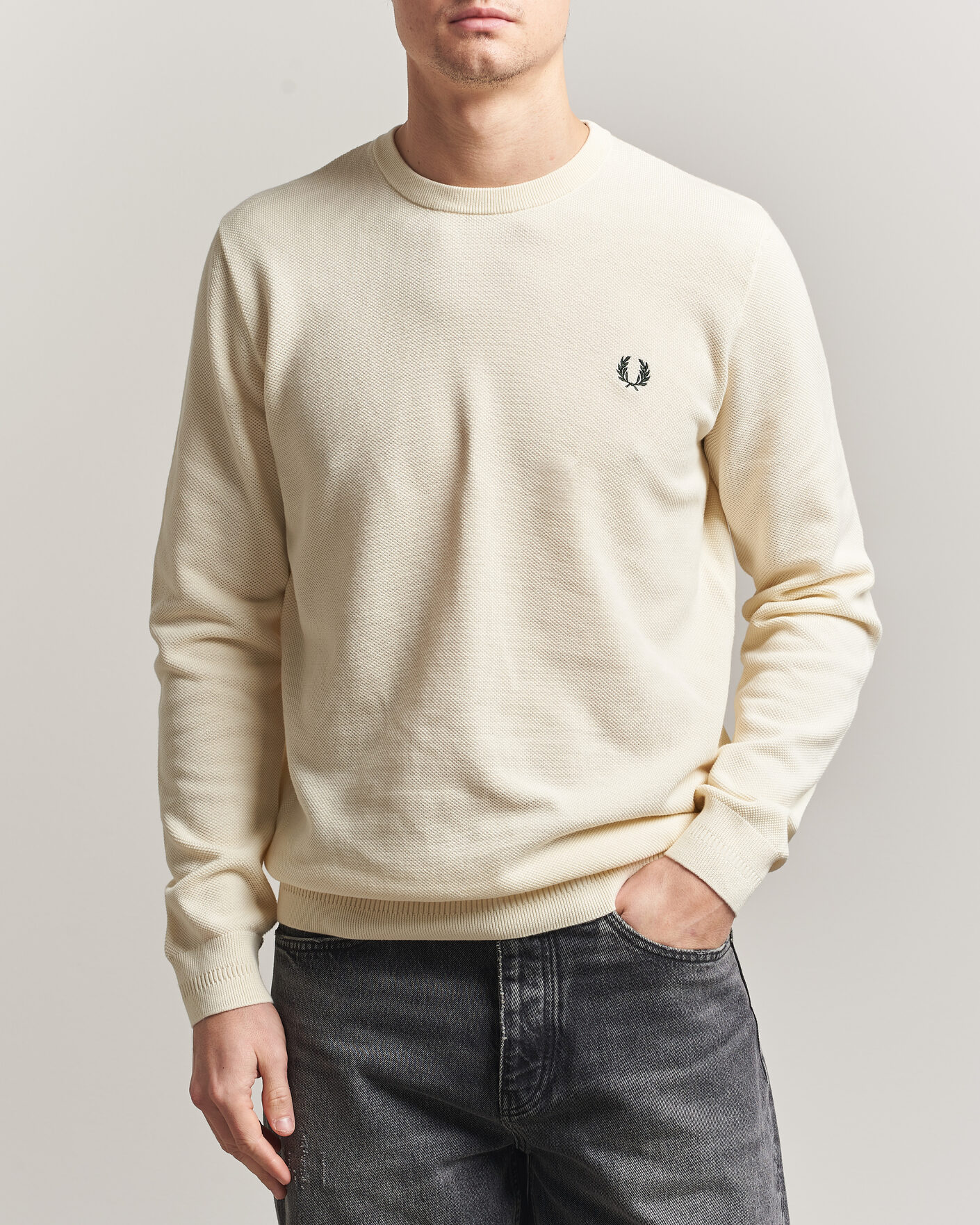 Herren | Pullover | Fred Perry | Piqué Stitched Sweater Ecru