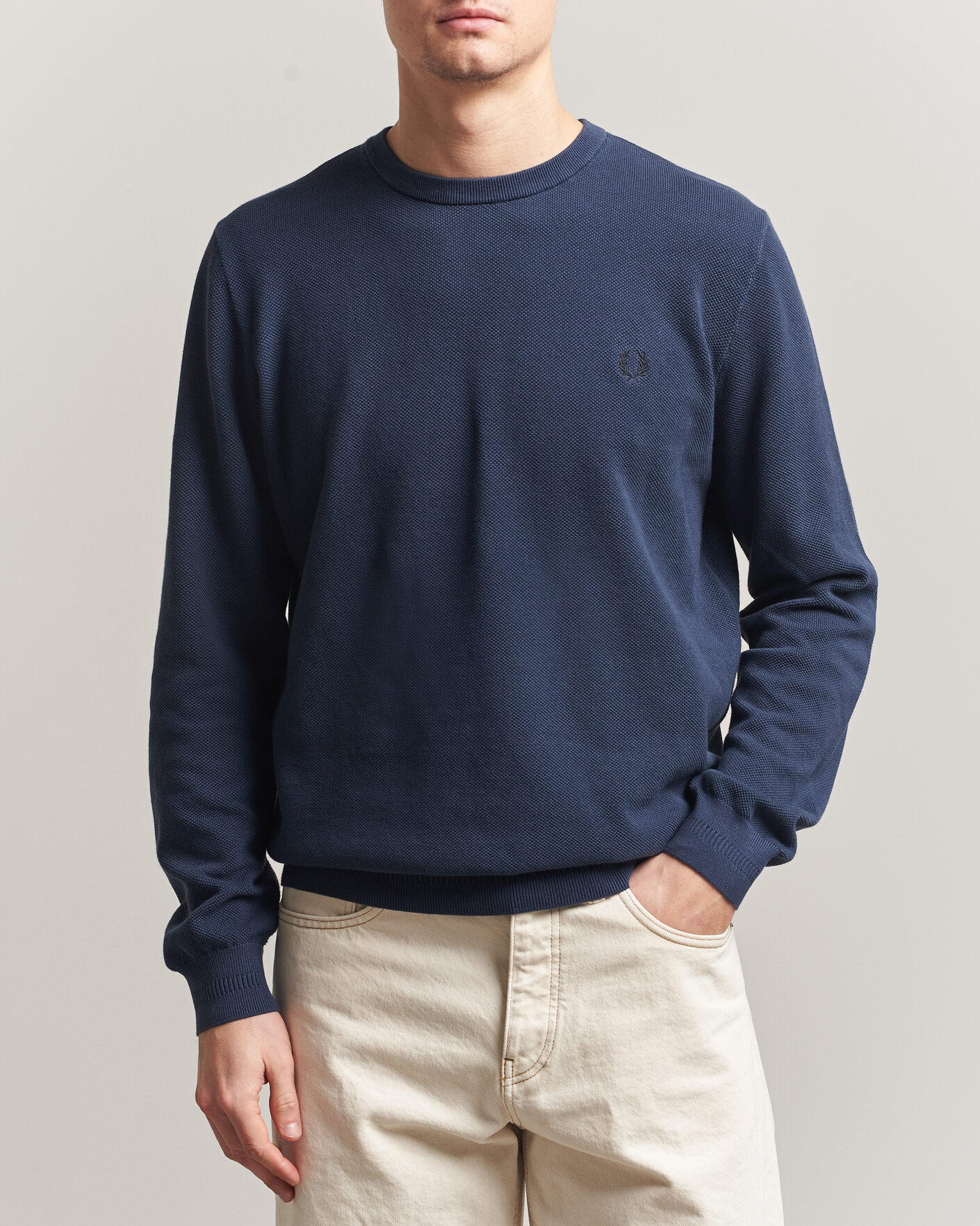 Herren | Pullover | Fred Perry | Piqué Stitched Sweater Dark Airforce