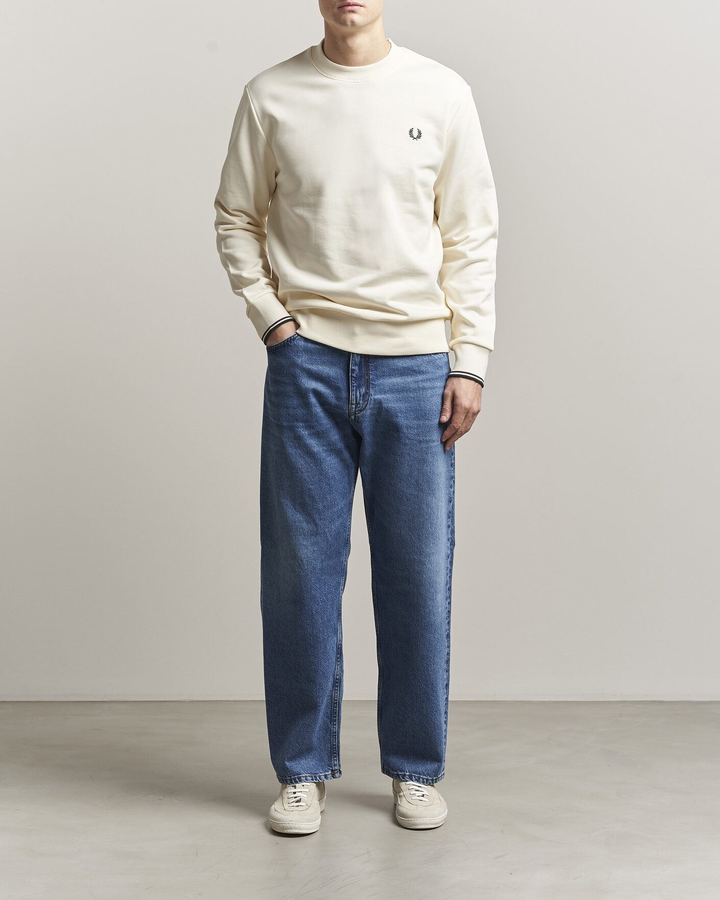 Herren | Pullover | Fred Perry | Crew Neck Sweatshirt Ecru