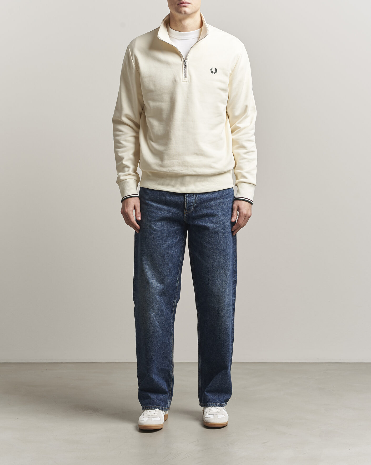 Herren | Pullover | Fred Perry | Half Zip Sweatshirt Ecru