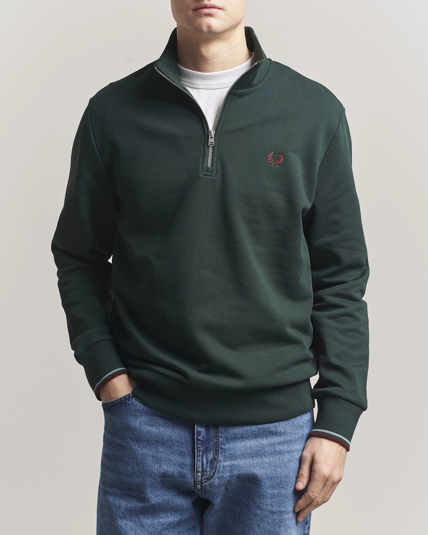 Herren | Pullover | Fred Perry | Half Zip Sweatshirt Grassroots Green