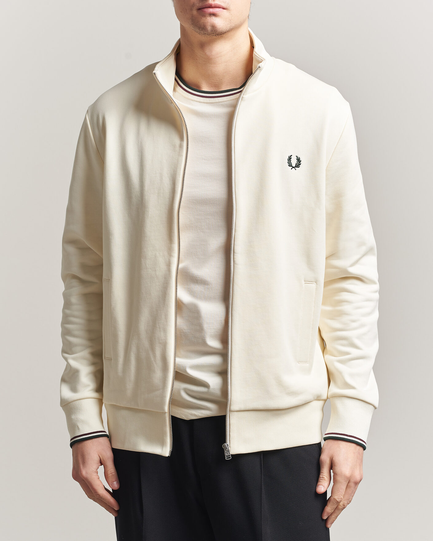 Herren | Pullover | Fred Perry | Full Zip Sweatshirt Ecru