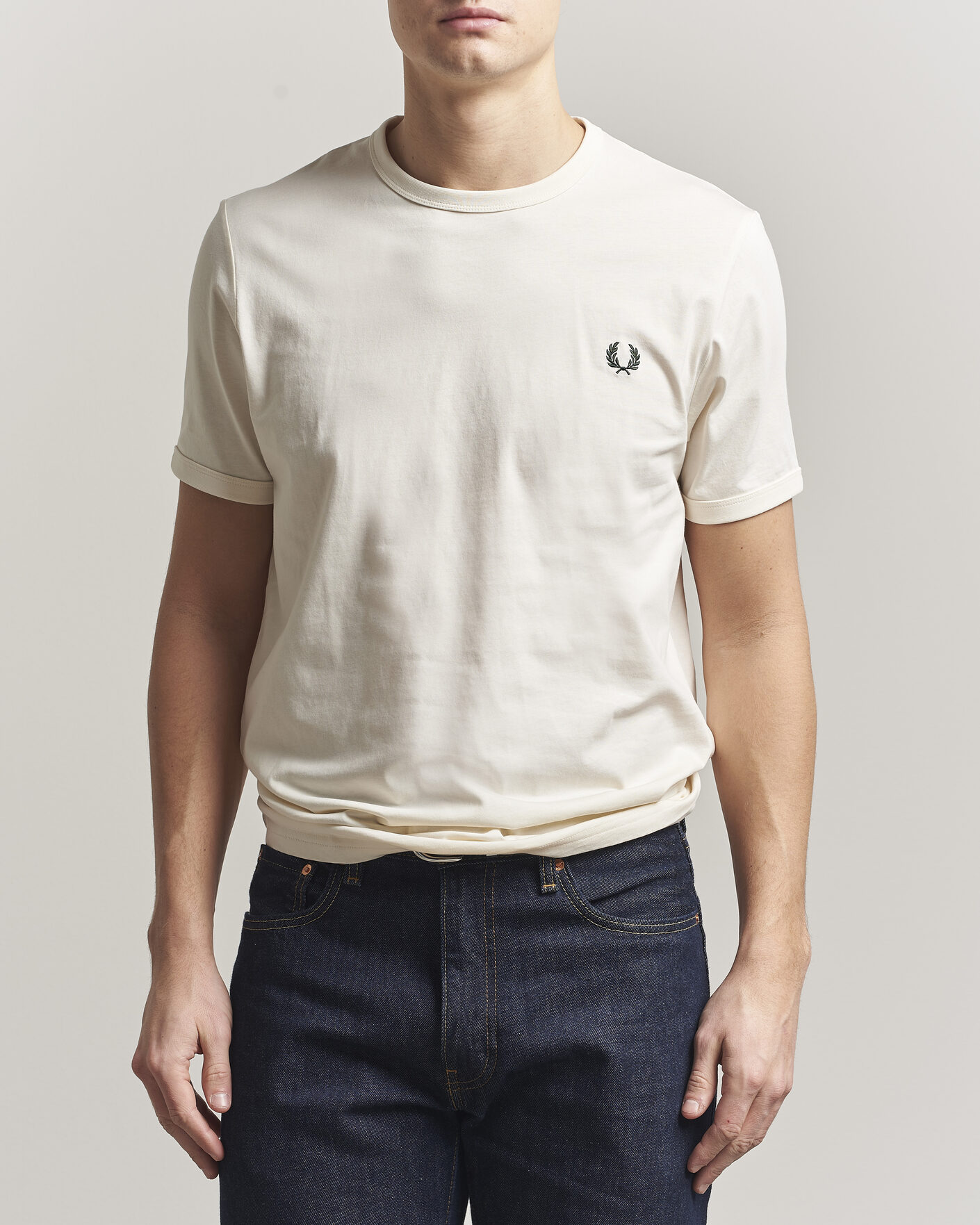 Herren | T-Shirts | Fred Perry | Ringer T-Shirt Ecru