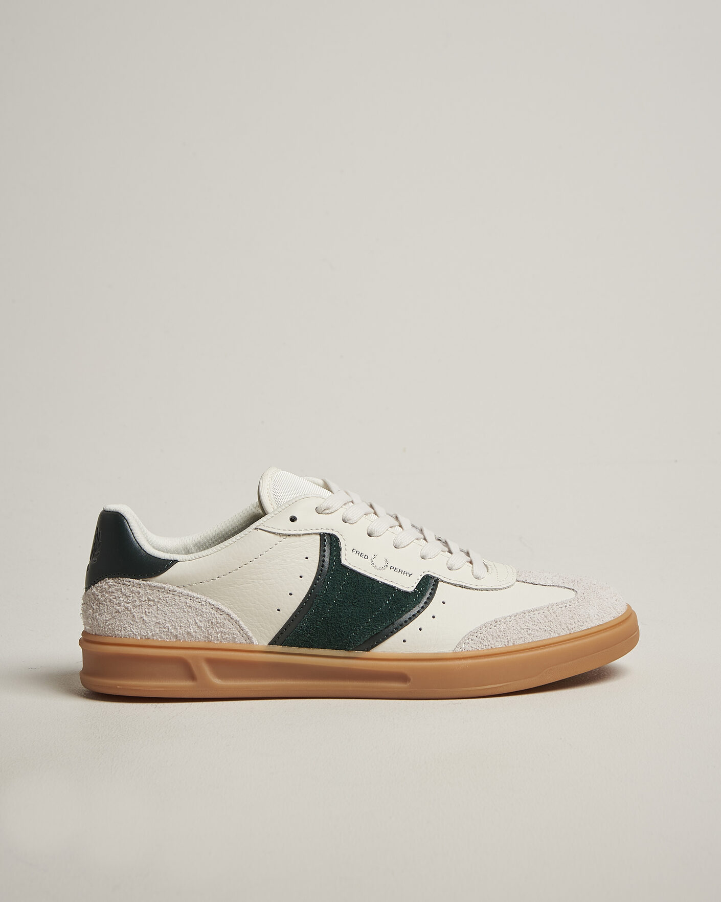 Herren | Sneaker | Fred Perry | B4 Leather/Suede Sneaker Light Ecru/Green