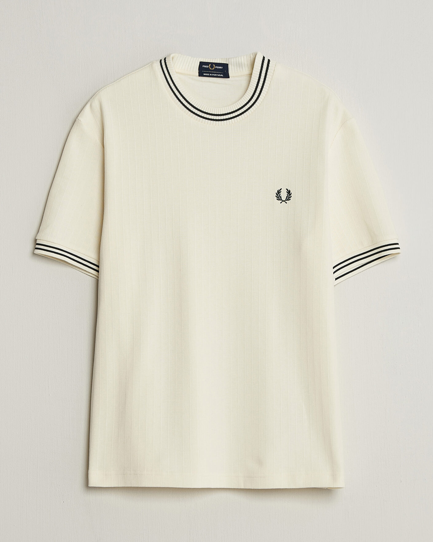 Herren | T-Shirts | Fred Perry | Rib Knitted T-Shirt Ecru