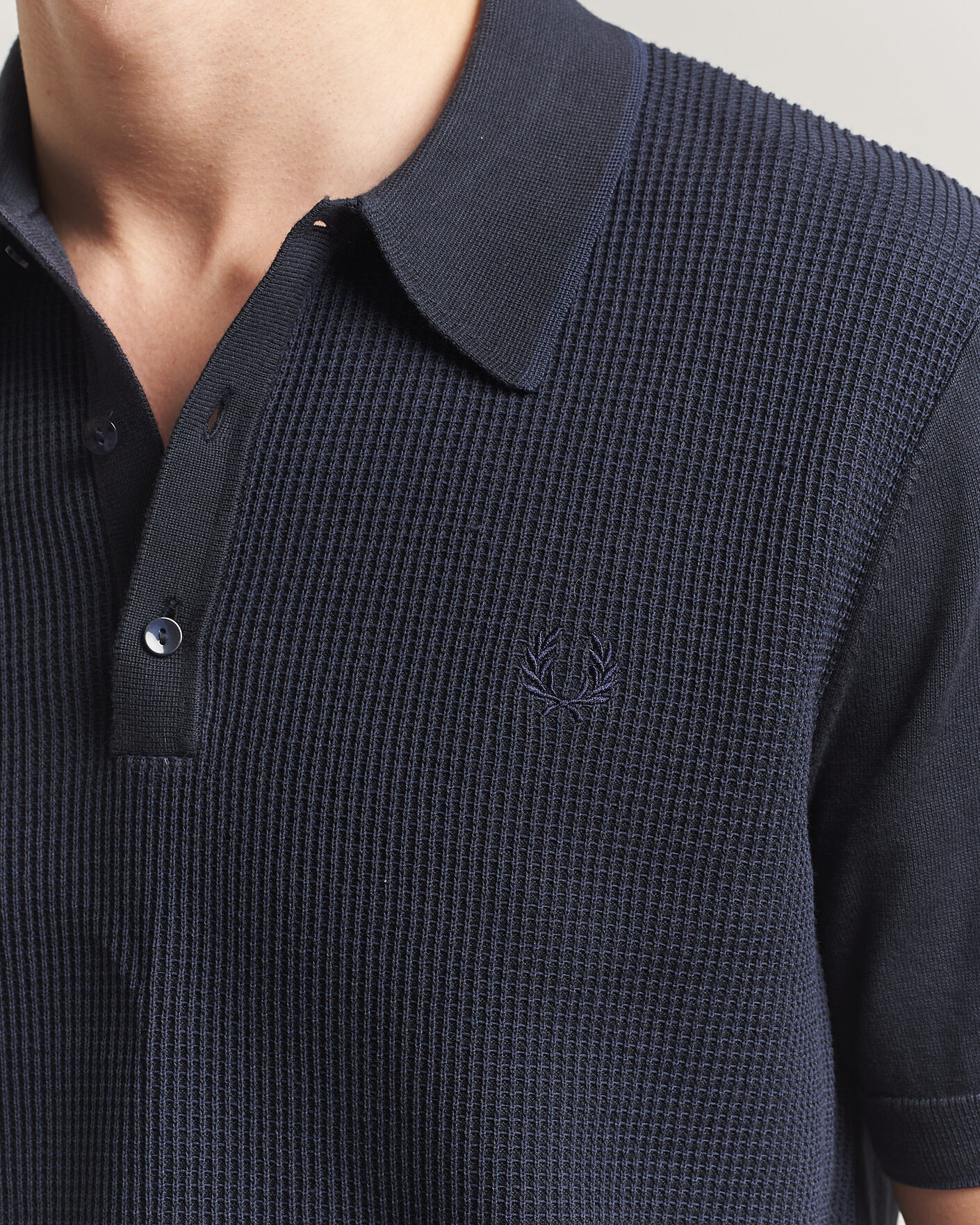 Herren | Poloshirts | Fred Perry | Waffle Knitted Polo Navy