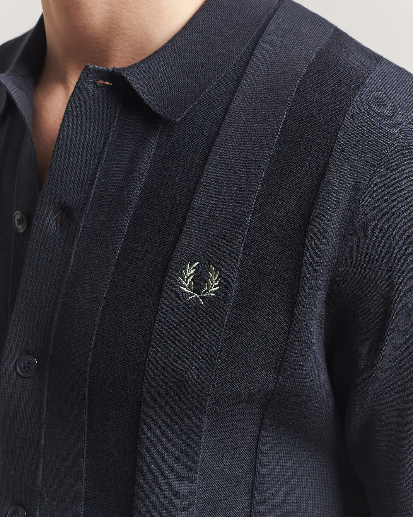 Herren | Hemden | Fred Perry | Tonal Vertical Striped Knitted Shirt Navy