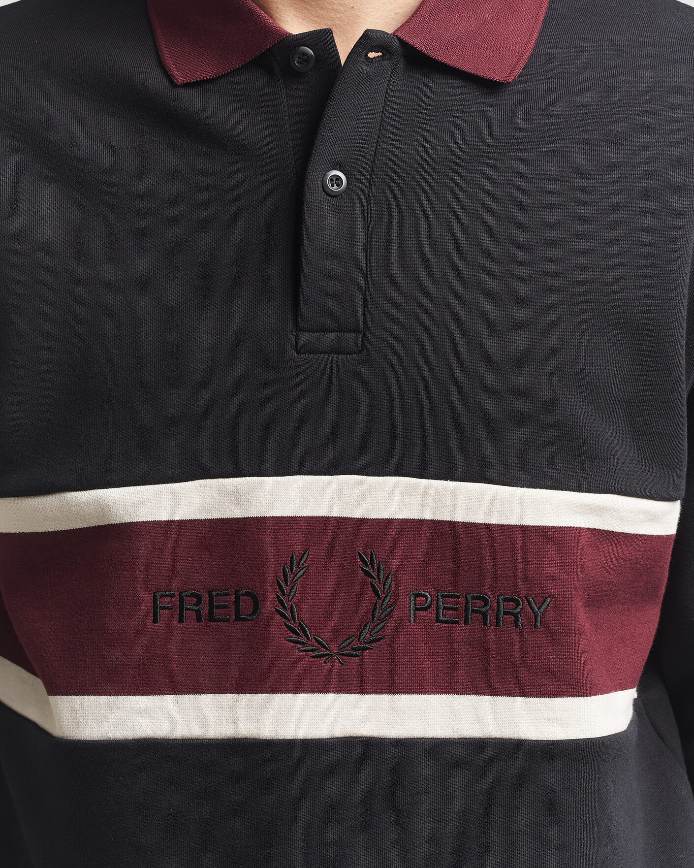 Herren | Pullover | Fred Perry | Embroidered Paneled Polo Sweater Black