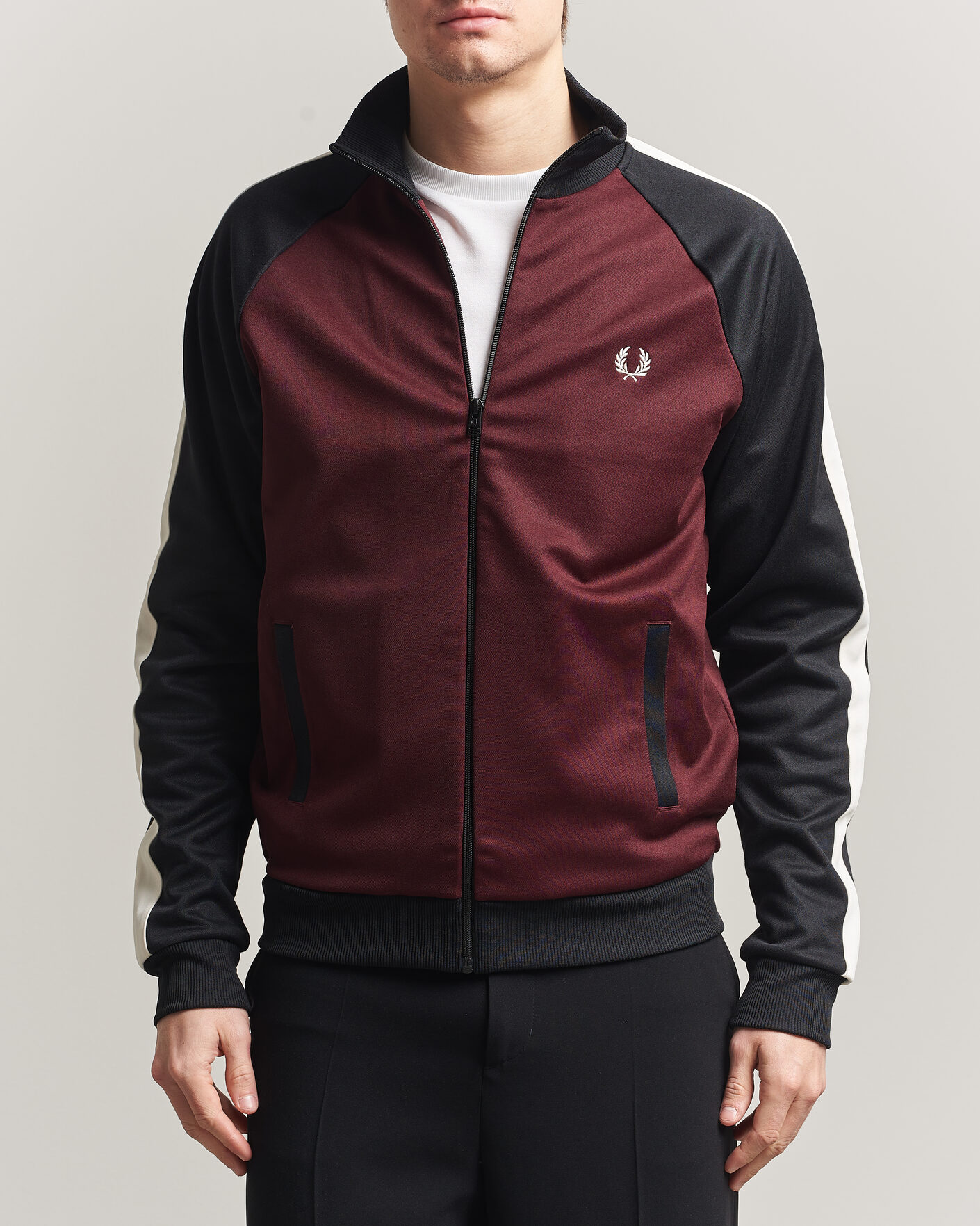 Herren | Pullover | Fred Perry | Contrast Sleeve Track Jacket Oxblood