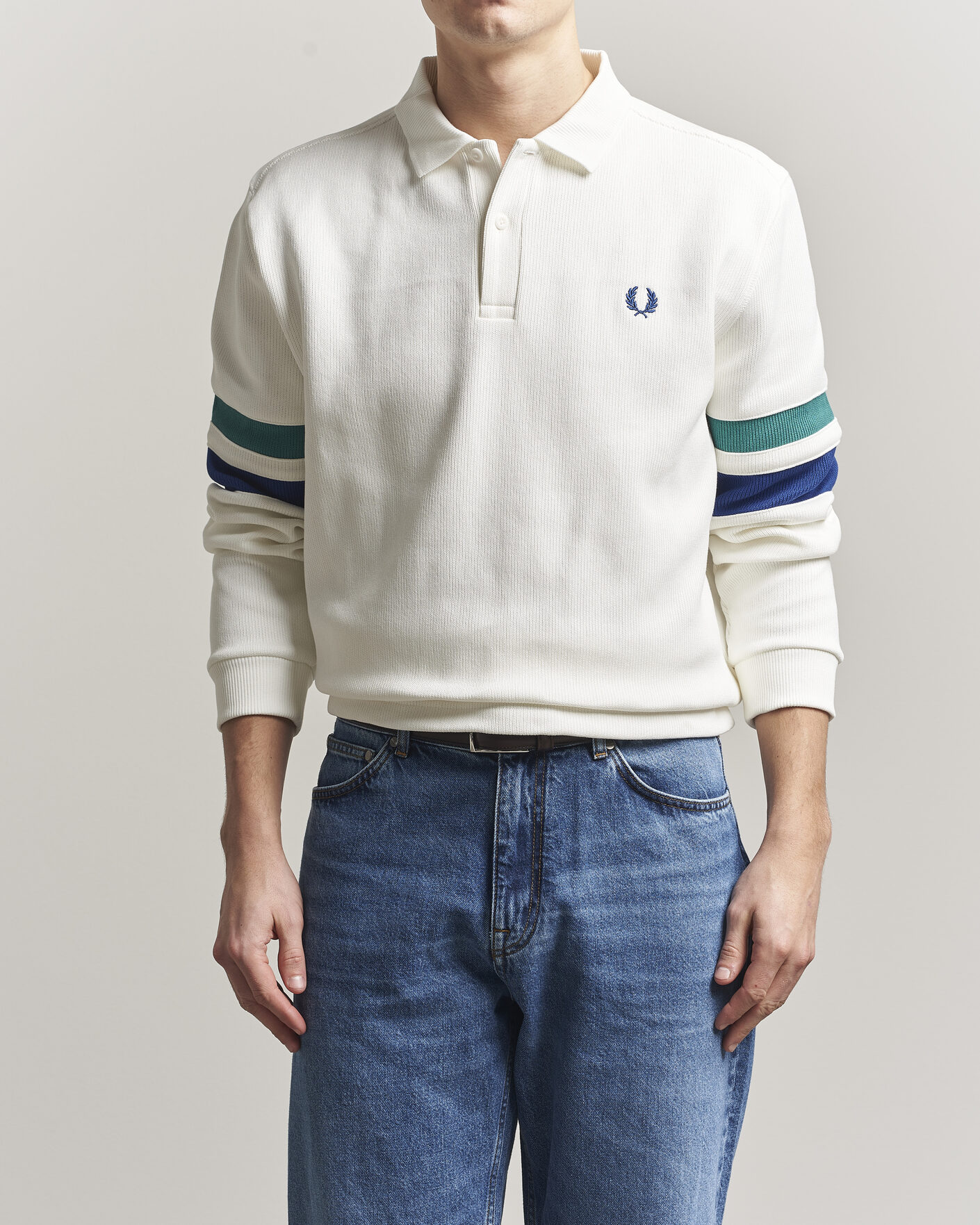 Herren | Pullover | Fred Perry | Tipped Sleeve Rugger Snow White