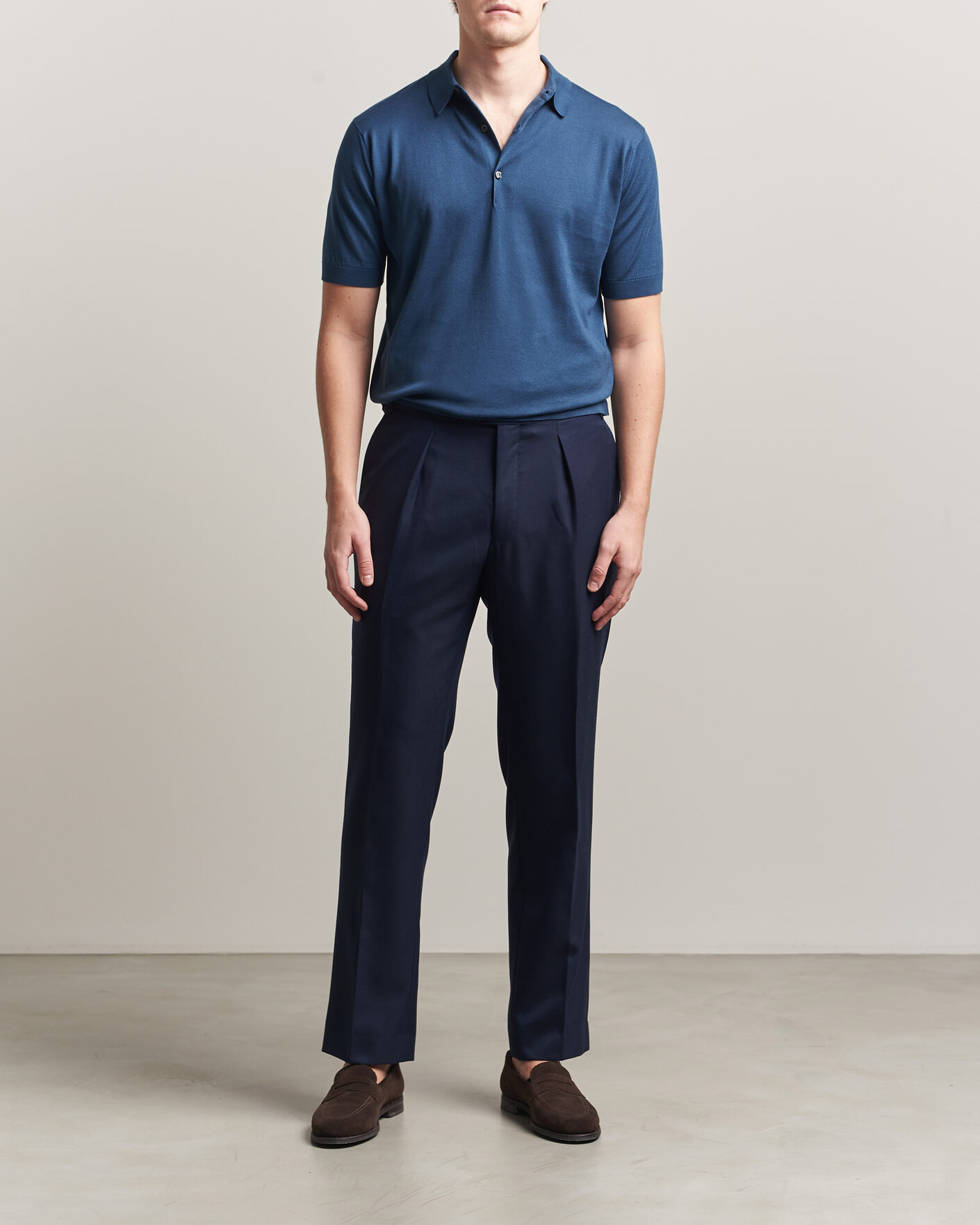 Herren | Poloshirts | John Smedley | Adrian Slim Fit Sea Island Cotton Polo Delft Blue