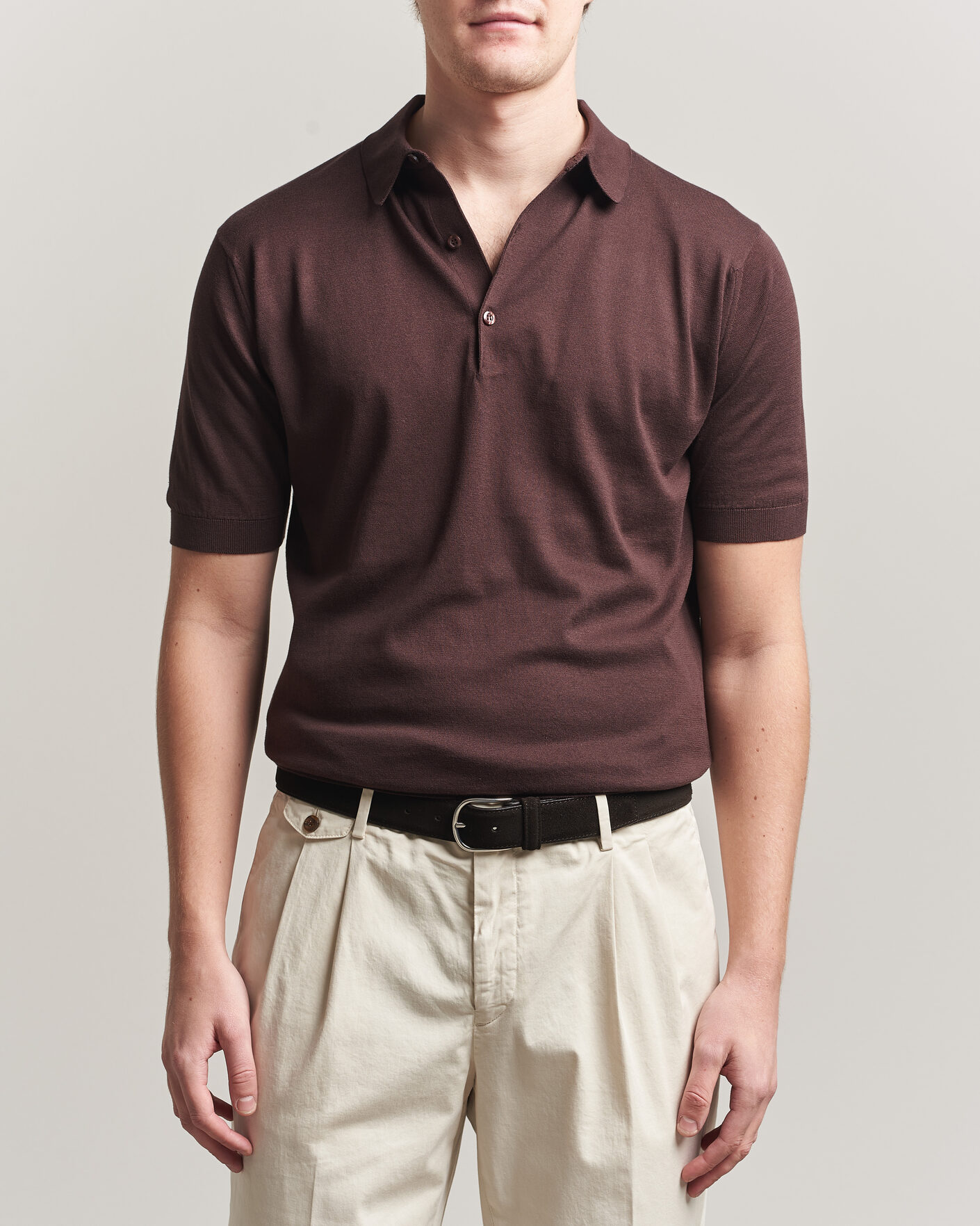 Herren | Poloshirts | John Smedley | Adrian Slim Fit Sea Island Cotton Polo Raisin Brown
