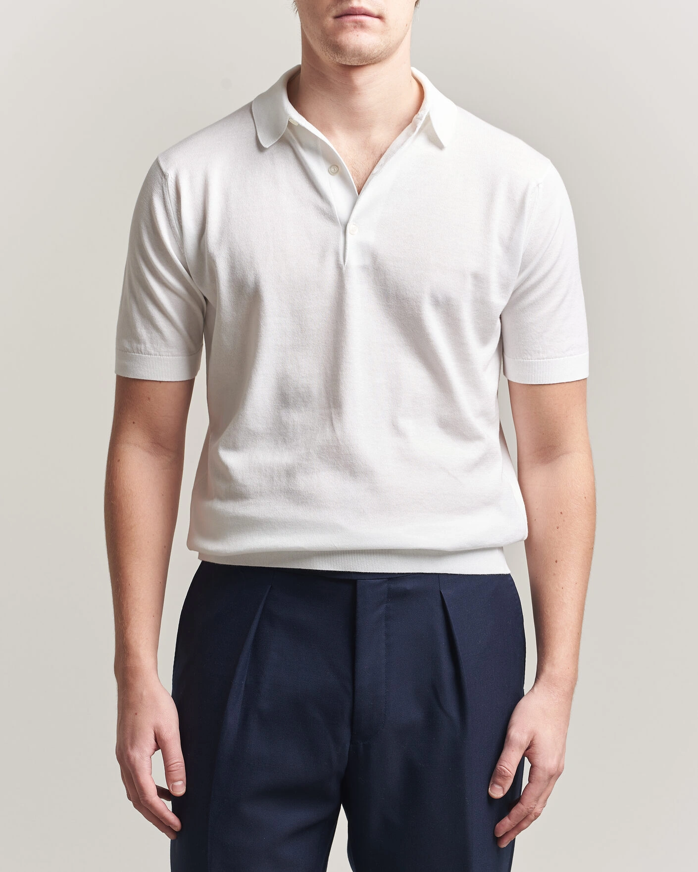 Herren | Poloshirts | John Smedley | Adrian Slim Fit Sea Island Cotton Polo White