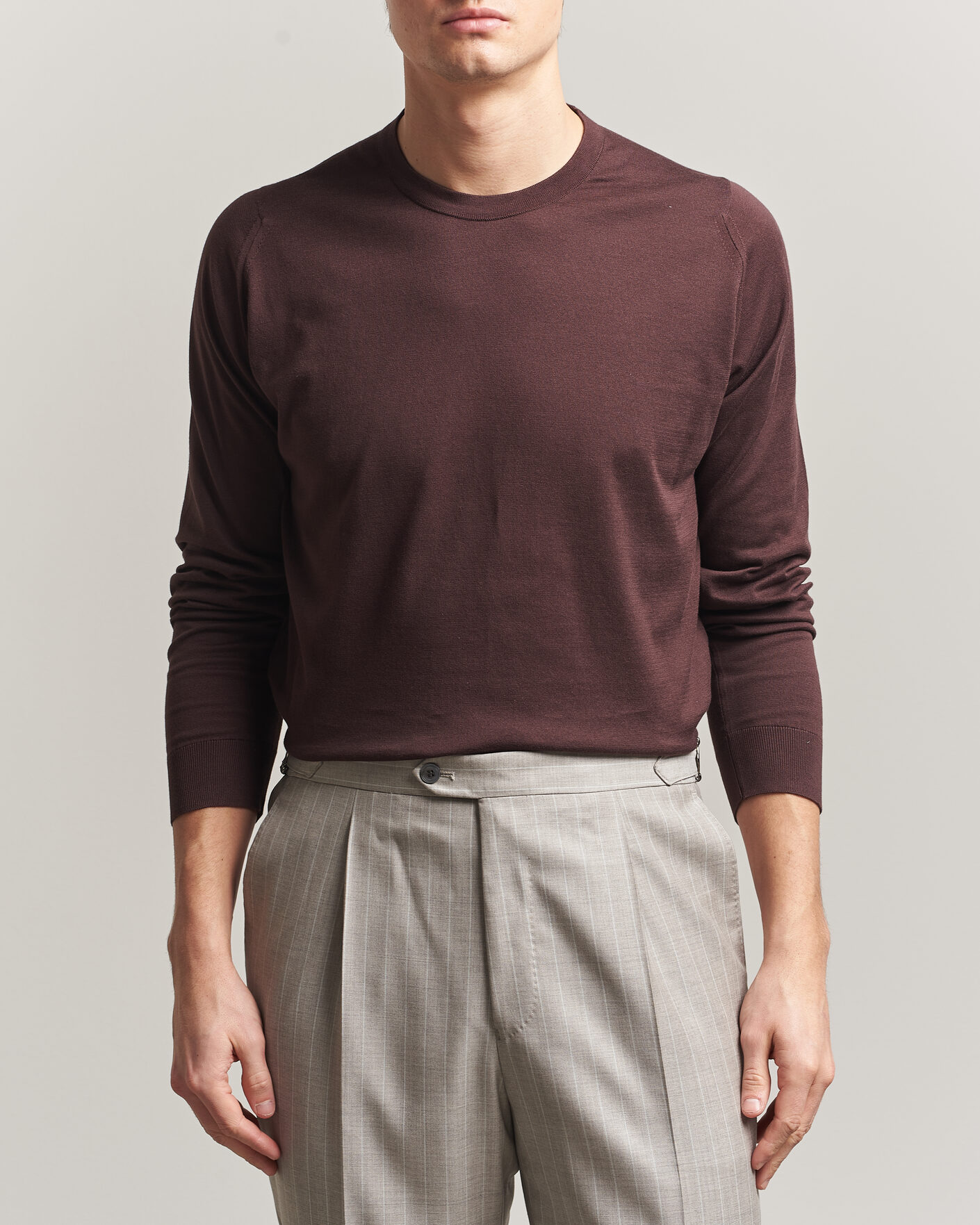 Herren | Pullover | John Smedley | Rowland Sea Island Crew Neck Pullover Raisin Brown