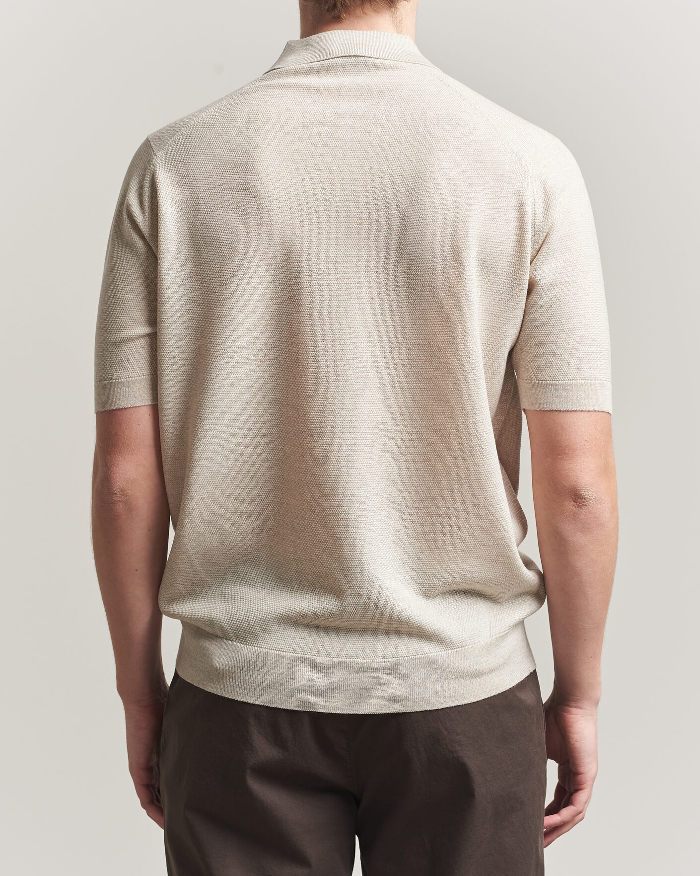 Herren | Poloshirts | John Smedley | 14 Singular Knitted Textured Polo Grey Fleece