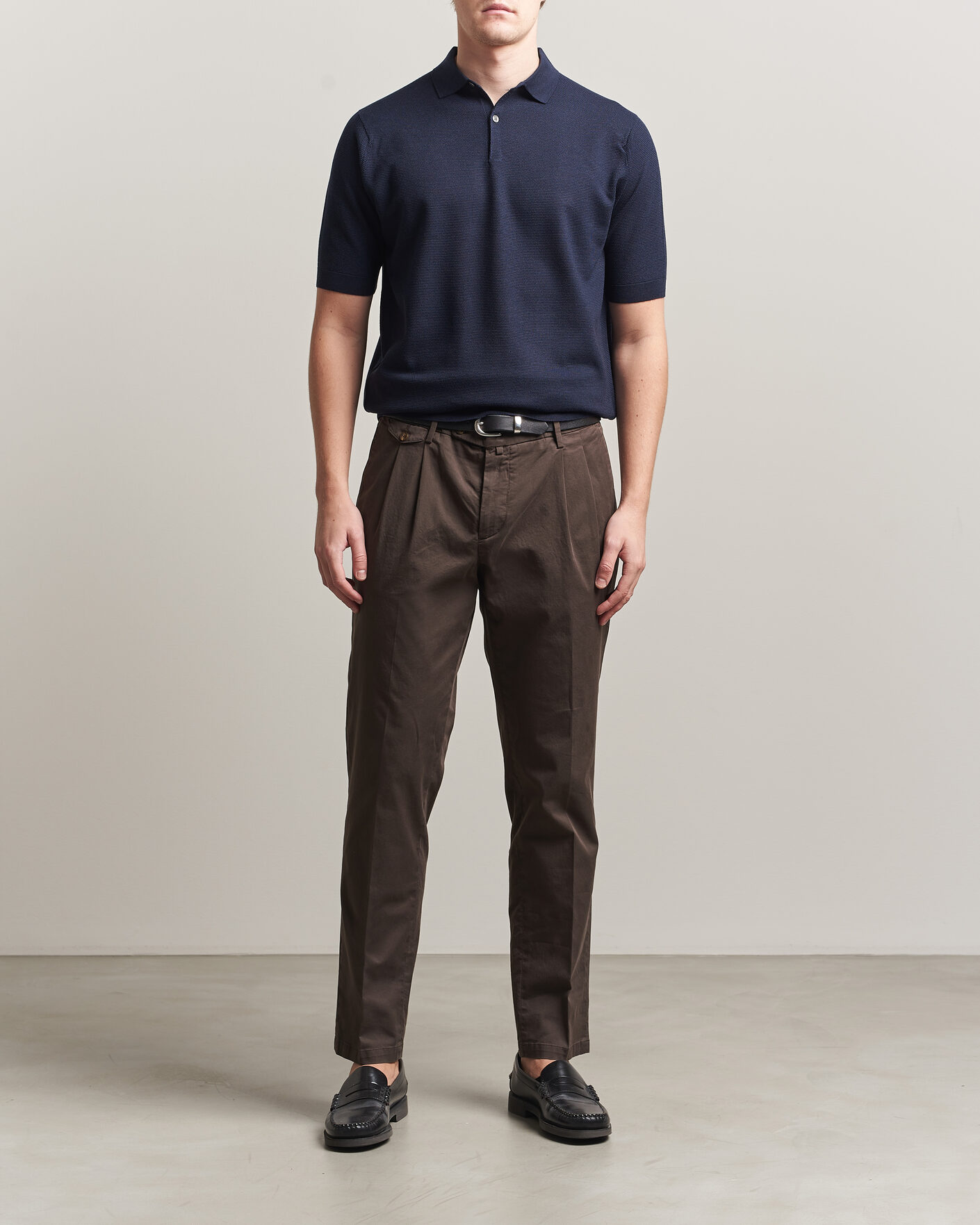 Herren | Poloshirts | John Smedley | 14 Singular Knitted Textured Polo Midnight