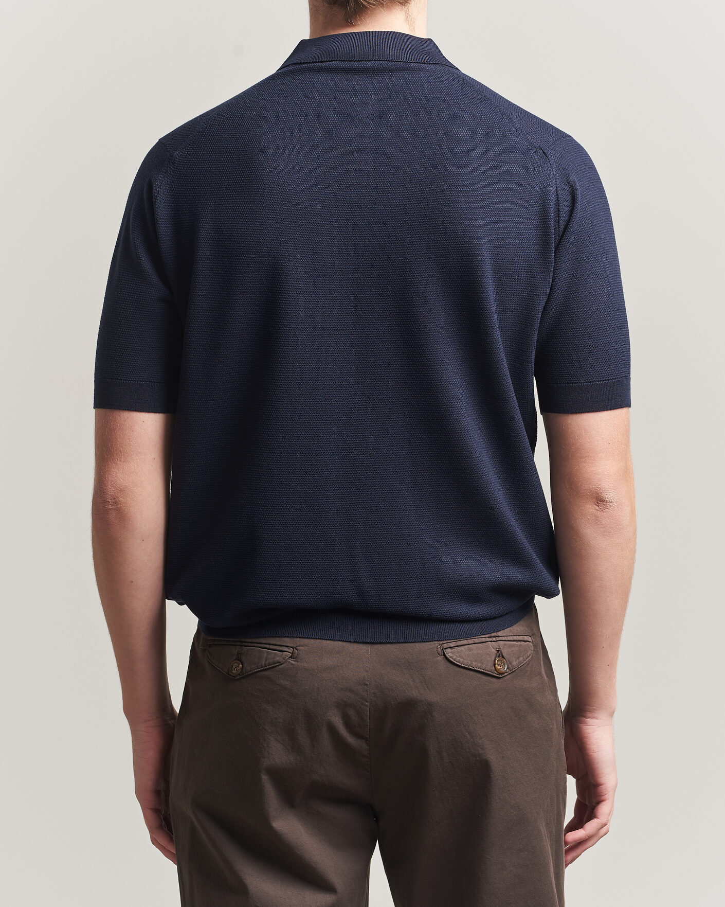 Herren | Poloshirts | John Smedley | 14 Singular Knitted Textured Polo Midnight