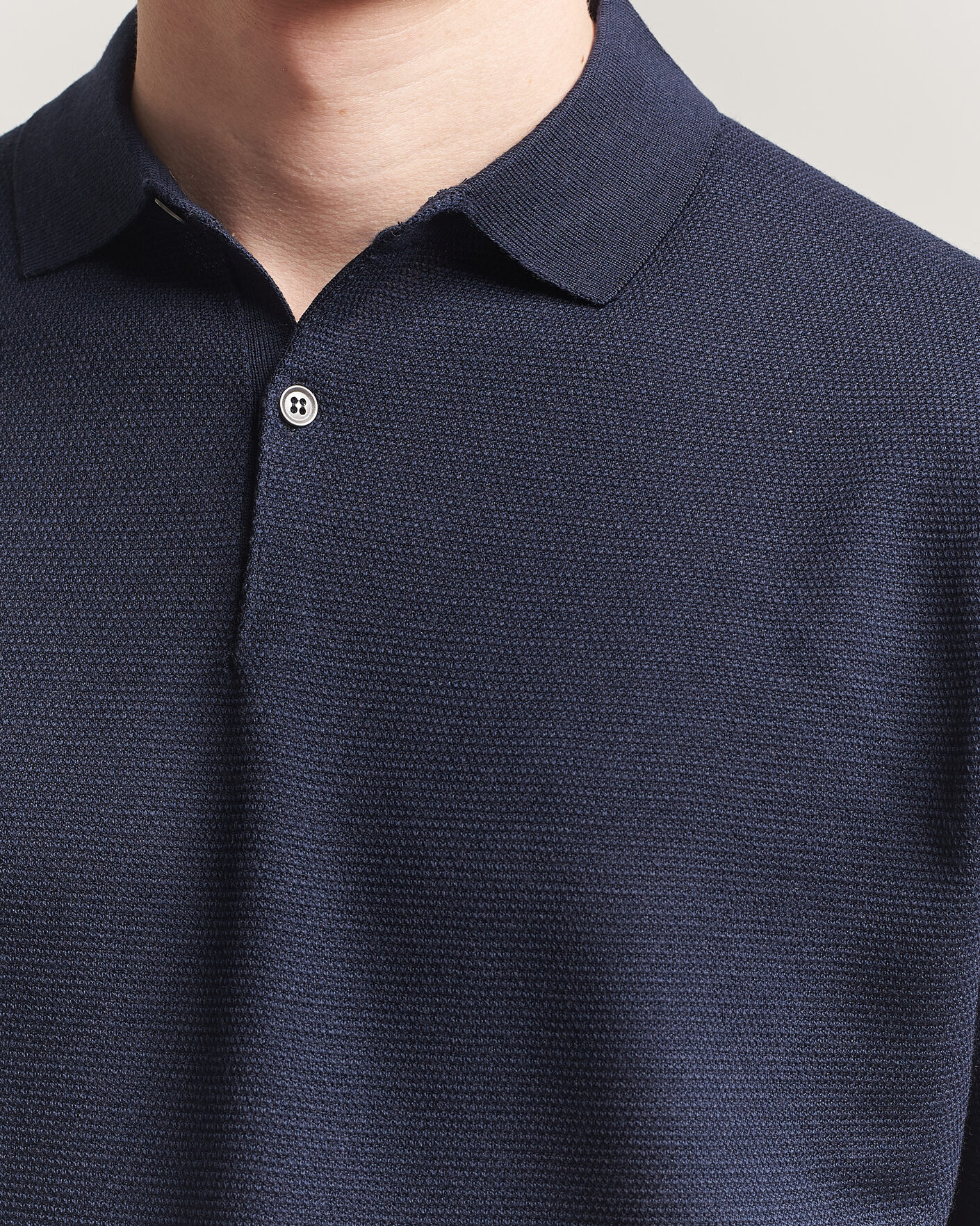 Herren | Poloshirts | John Smedley | 14 Singular Knitted Textured Polo Midnight