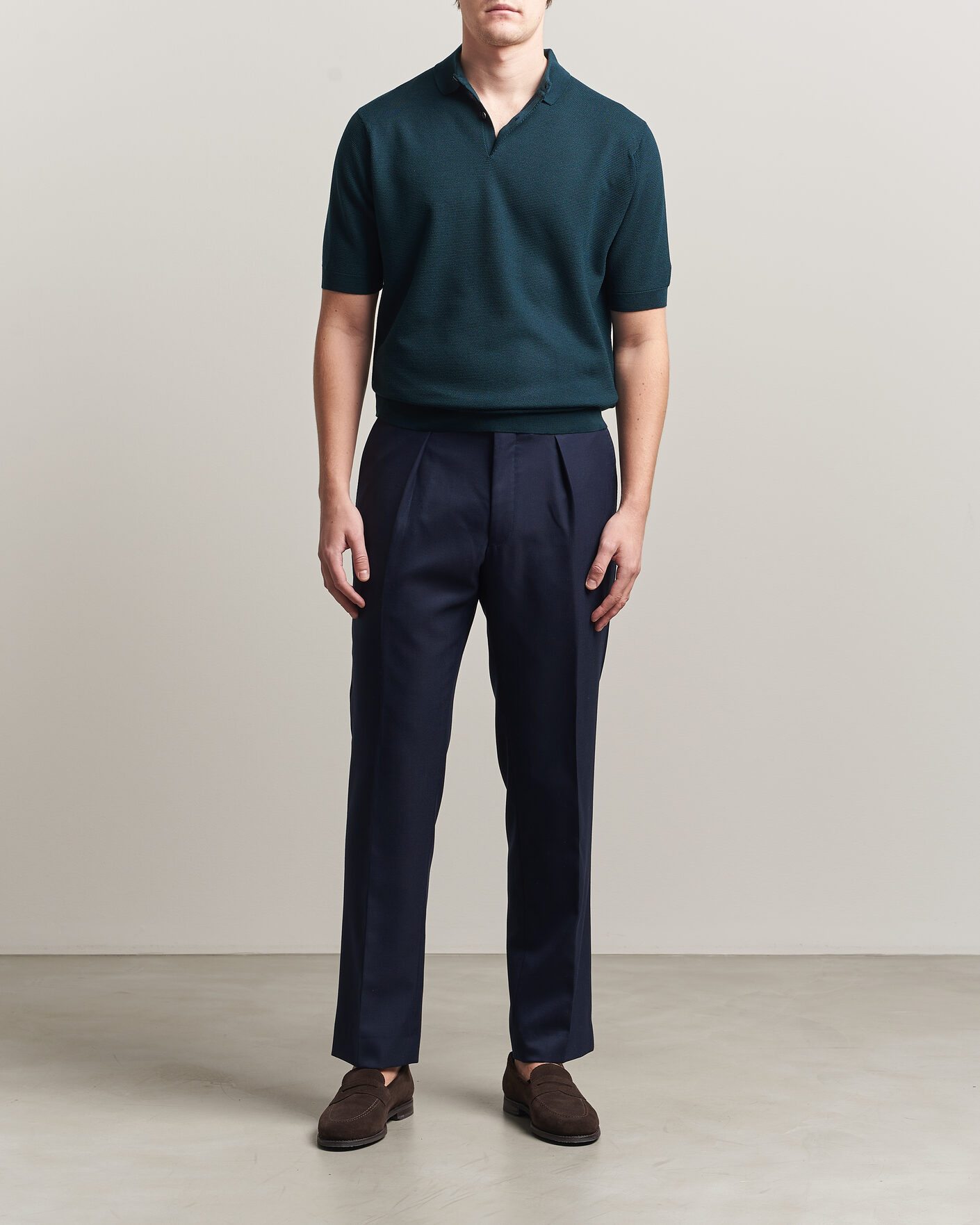 Herren | Poloshirts | John Smedley | 14 Singular Knitted Textured Polo Richardson Green