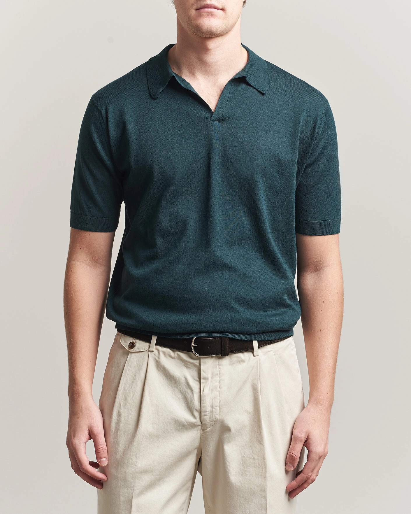 Herren | Poloshirts | John Smedley | Noah Open Collar Sea Island Polo Rainforest