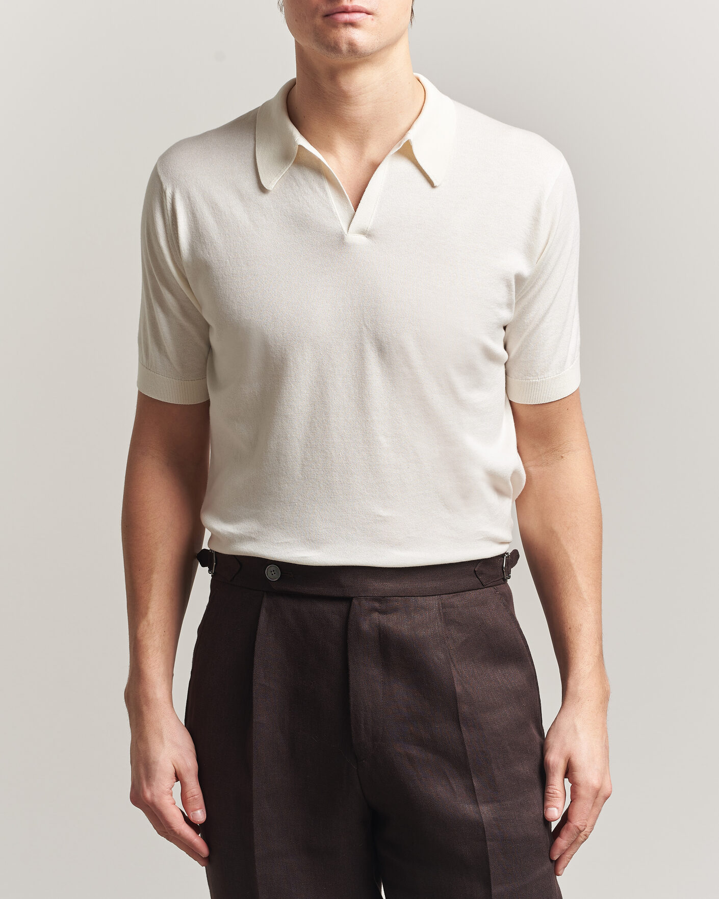 Herren | Poloshirts | John Smedley | Noah Open Collar Sea Island Polo Starch