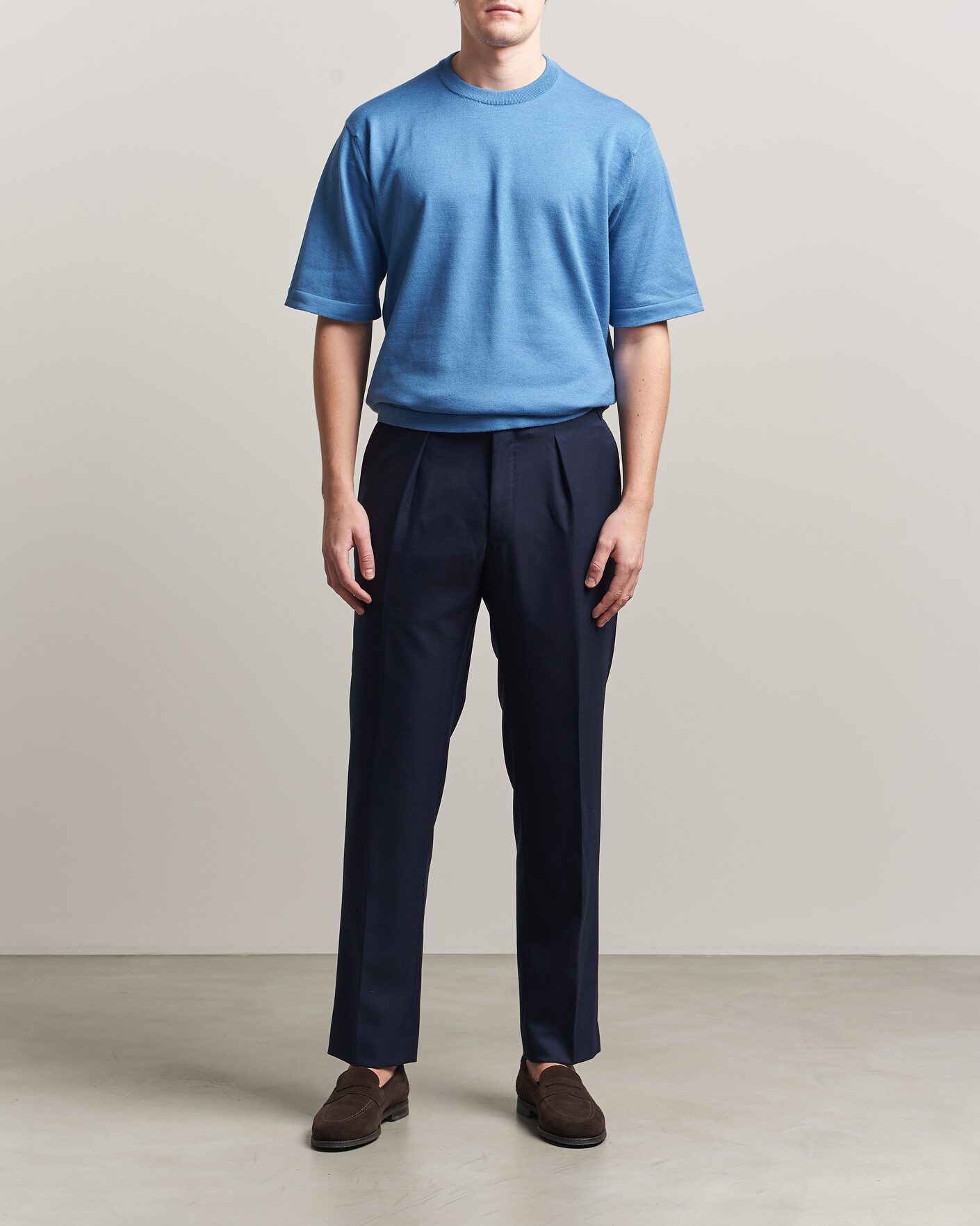 Herren | T-Shirts | John Smedley | Tindall Sea Island Cotton T-Shirt Skye Blue