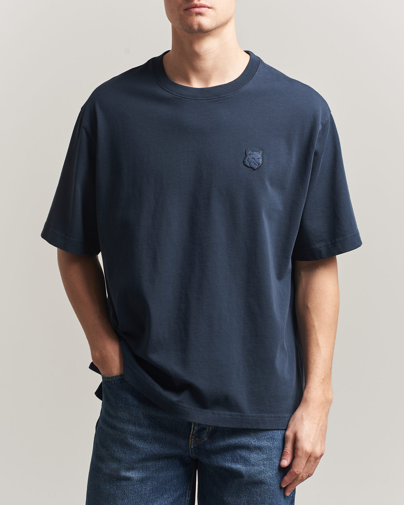 Herren | T-Shirts | Maison Kitsuné | Tonal Fox Head T-Shirt Navy