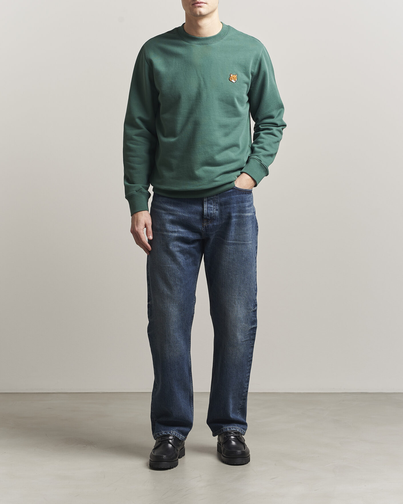 Herren | Pullover | Maison Kitsuné | Fox Head Sweatshirt Bottle Green