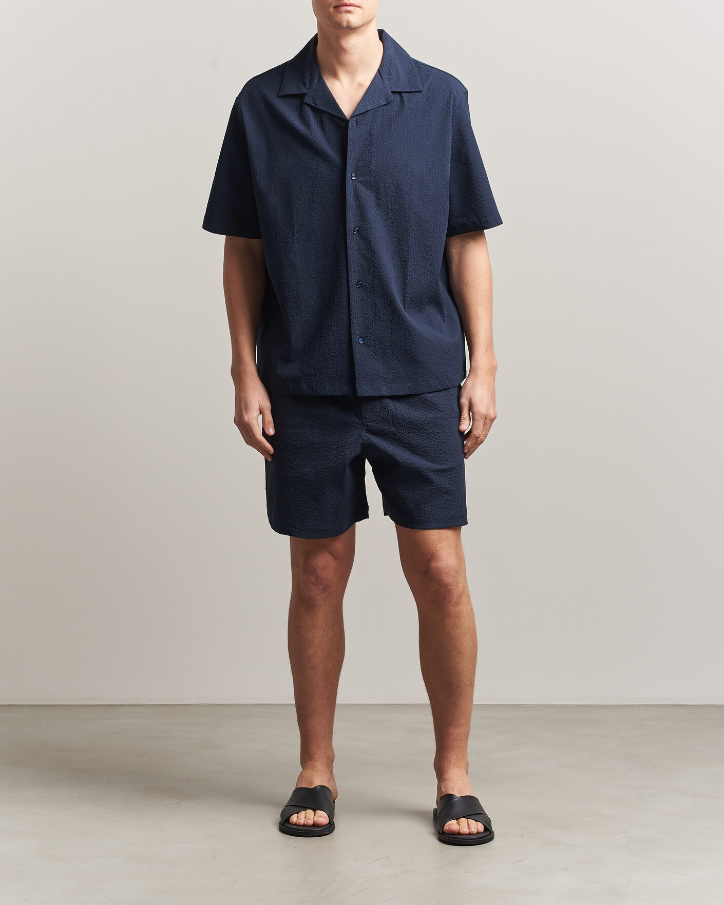 Herren | Hemden | Maison Kitsuné | Seersucker Resort Shirt Navy
