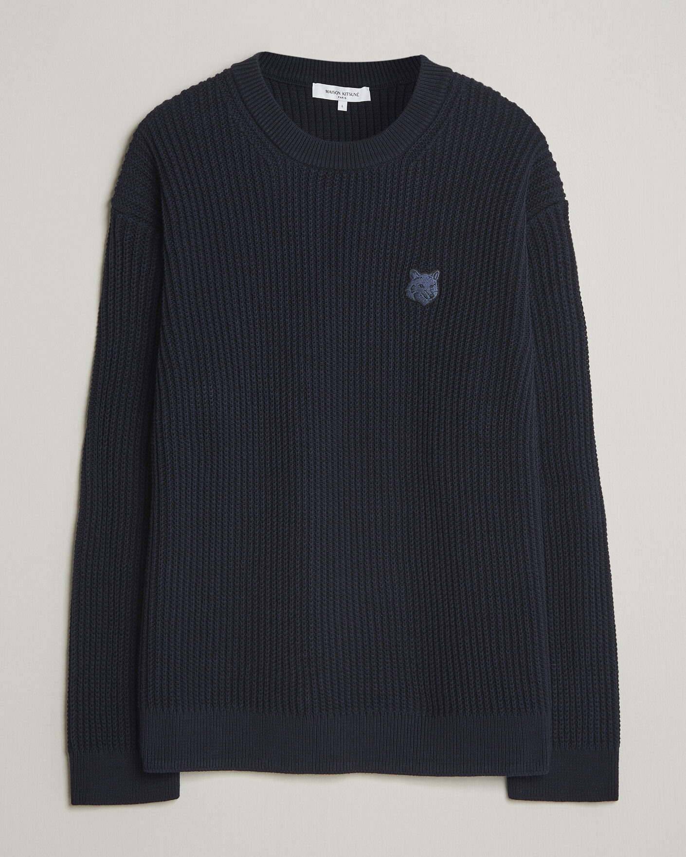 Herren | Pullover | Maison Kitsuné | Tonal Fox Head Rib Knitted Sweater Navy