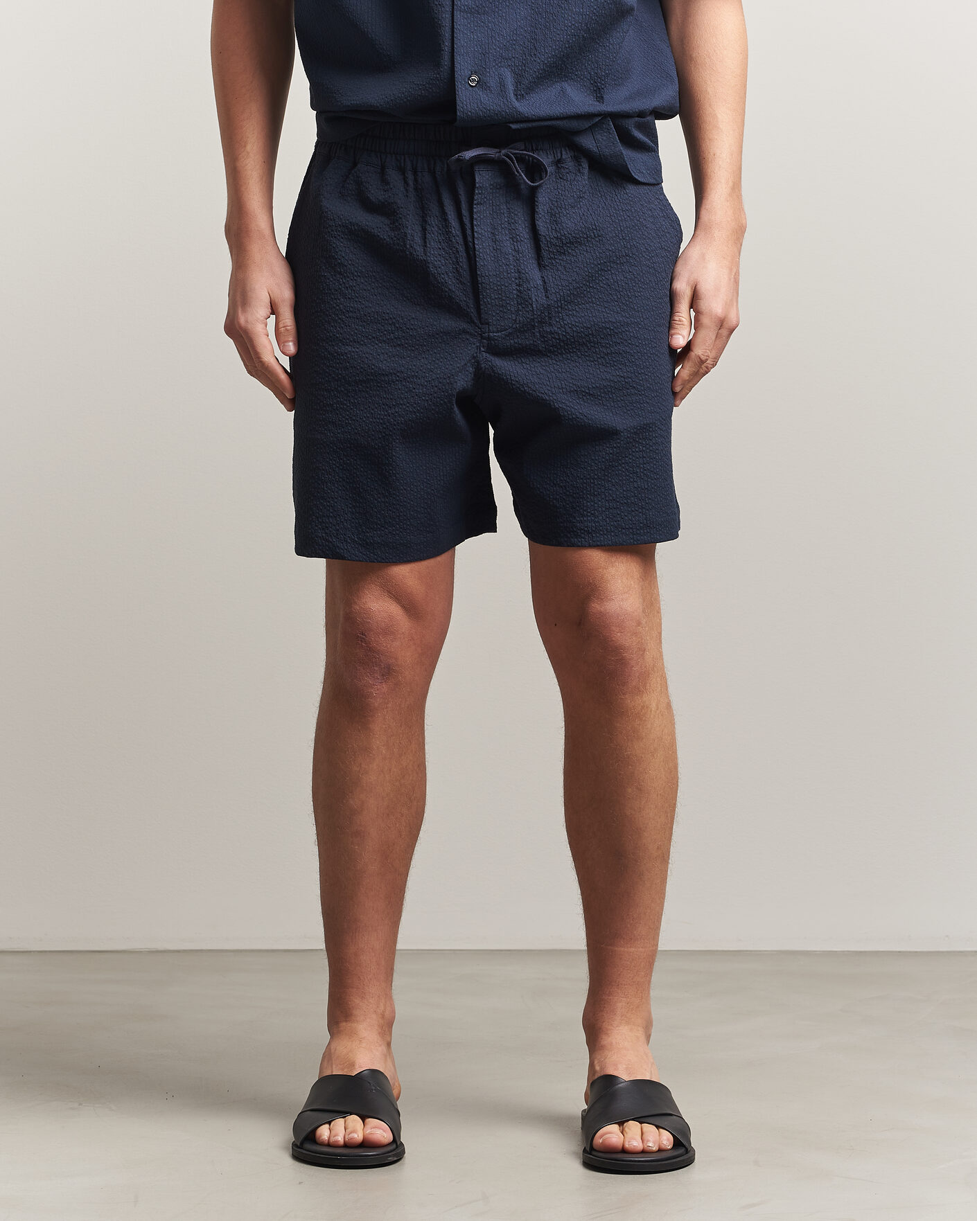 Herren | Shorts | Maison Kitsuné | Seersucker Drawstring Shorts Navy