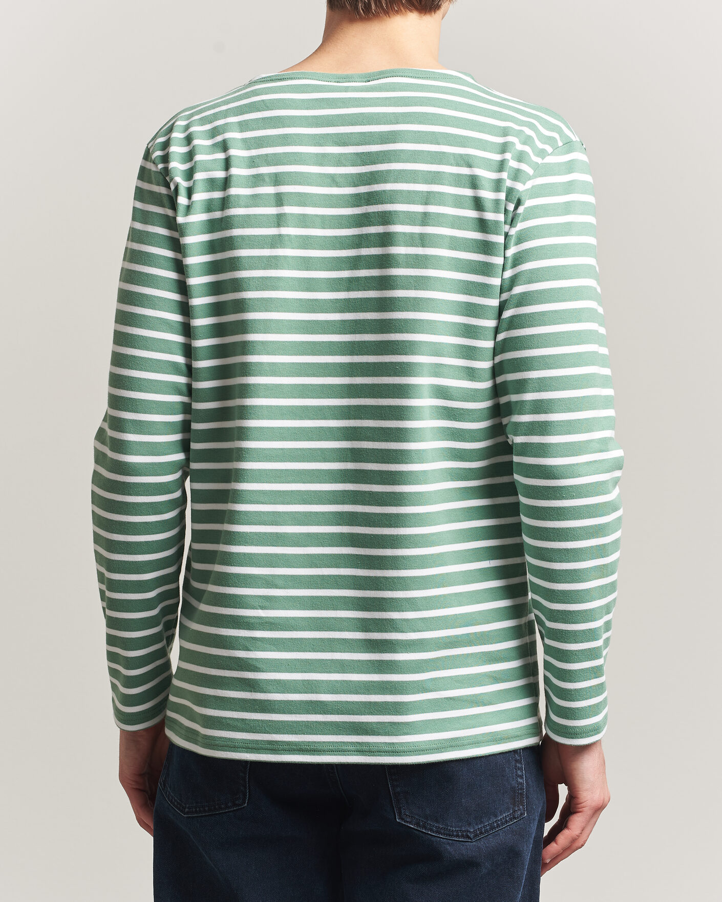 Herren | T-Shirts | Armor-lux | Houat Héritage Stripe Long Sleeve T-Shirt Ivy/Blanc
