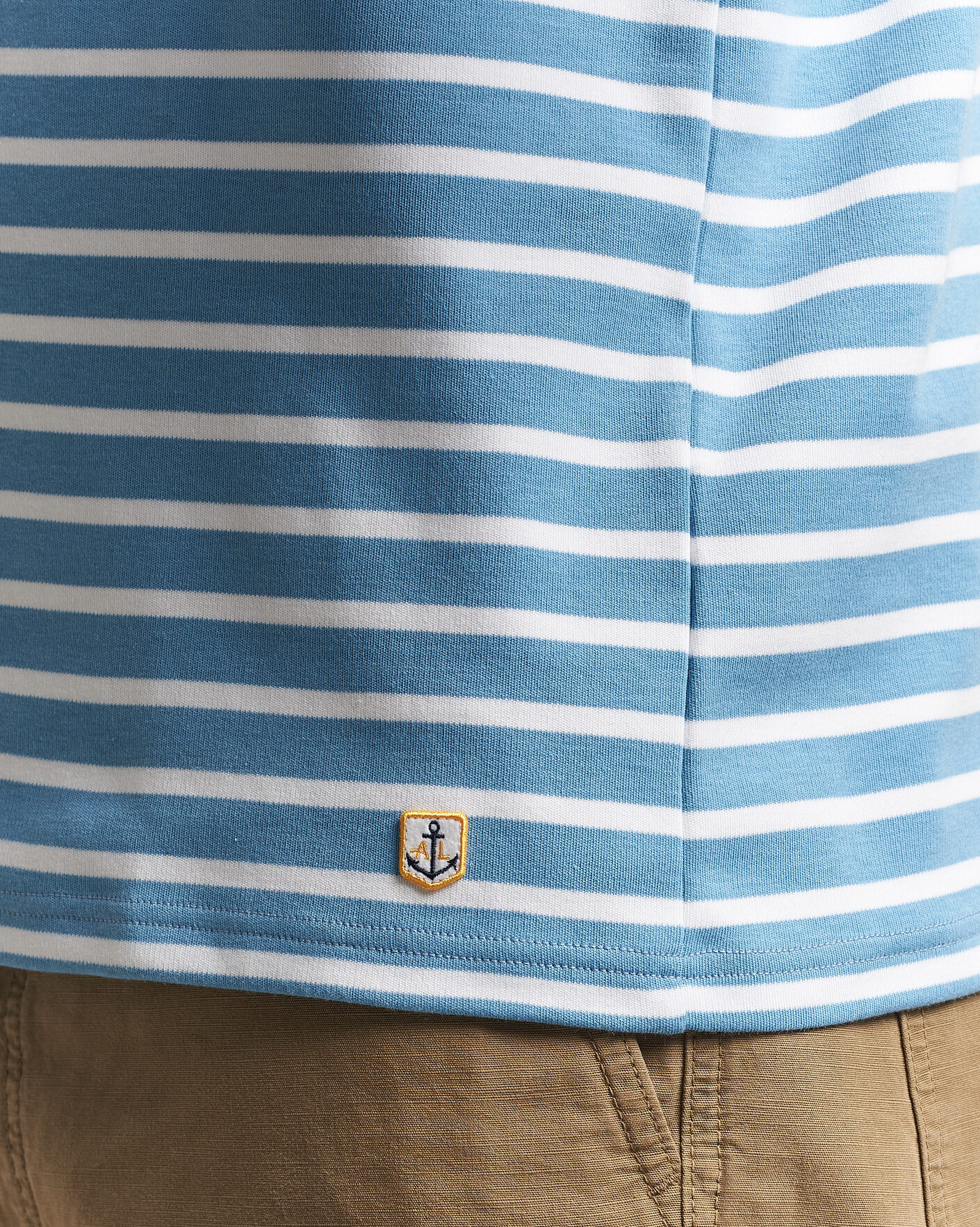 Herren | T-Shirts | Armor-lux | Houat Héritage Stripe Long Sleeve T-Shirt Waterfall/Blanc