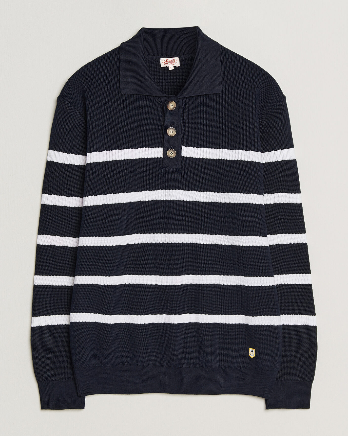 Herren | Pullover | Armor-lux | Heritage Knitted Polo Marine/Blanc