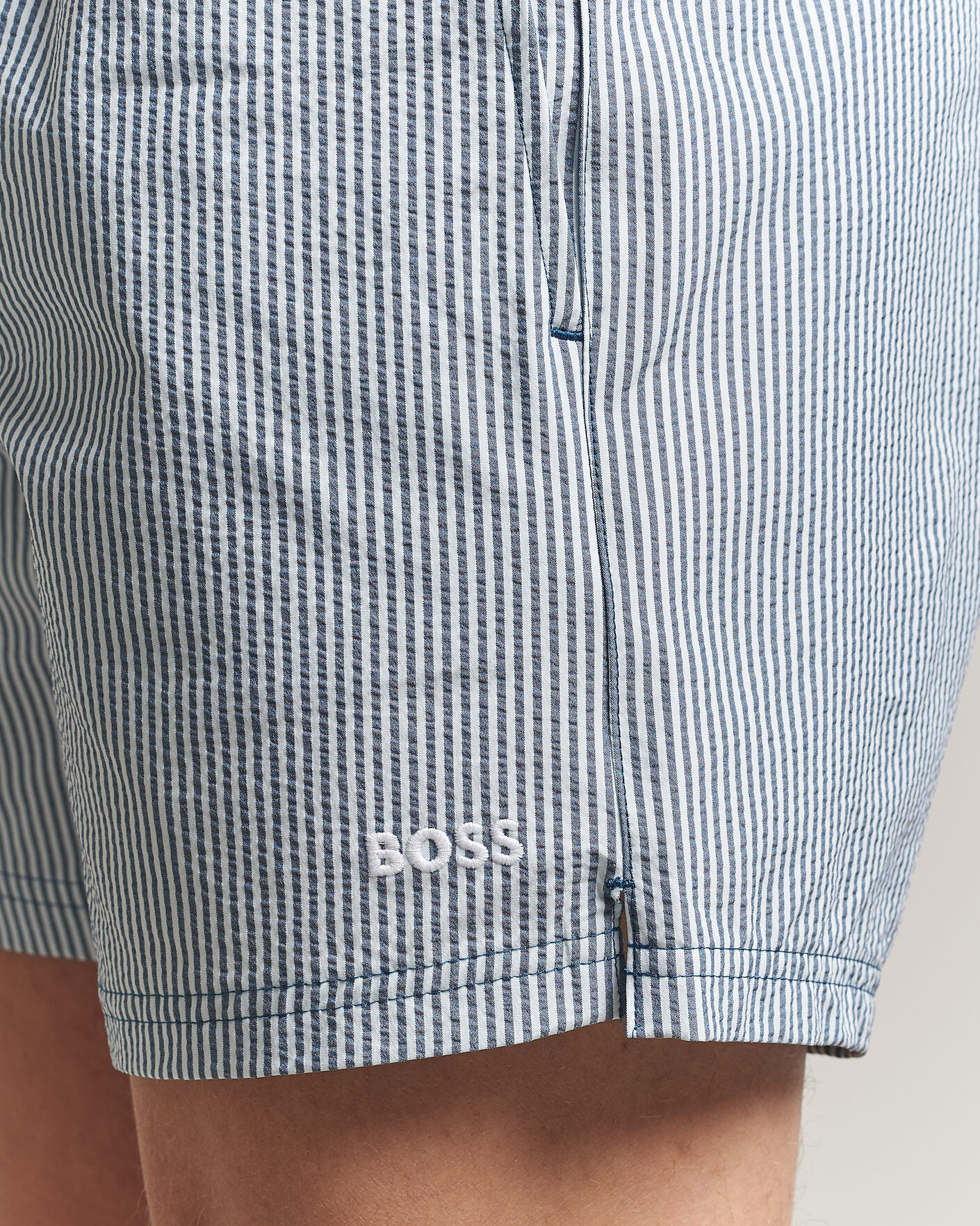 Herren | Badehosen | BOSS BLACK | Velvetfish Seersucker Swimshorts Open Blue