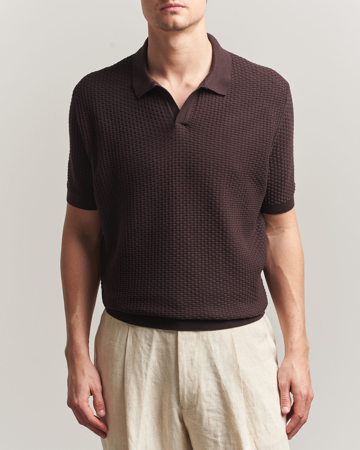 Herren | Poloshirts | BOSS BLACK | Natalo Structured Knitted Polo Dark Brown
