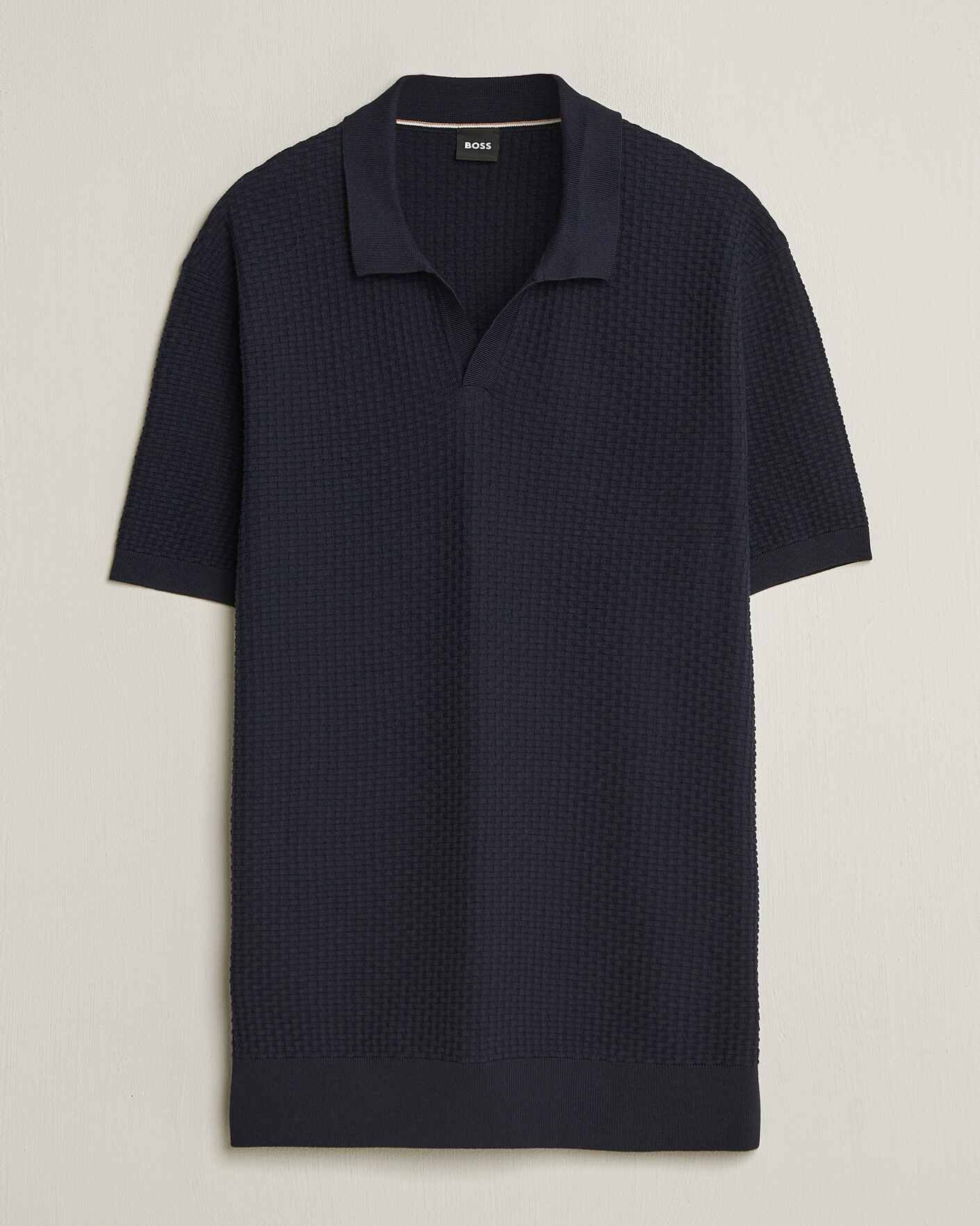 Herren | Poloshirts | BOSS BLACK | Natalo Structured Knitted Polo Dark Blue