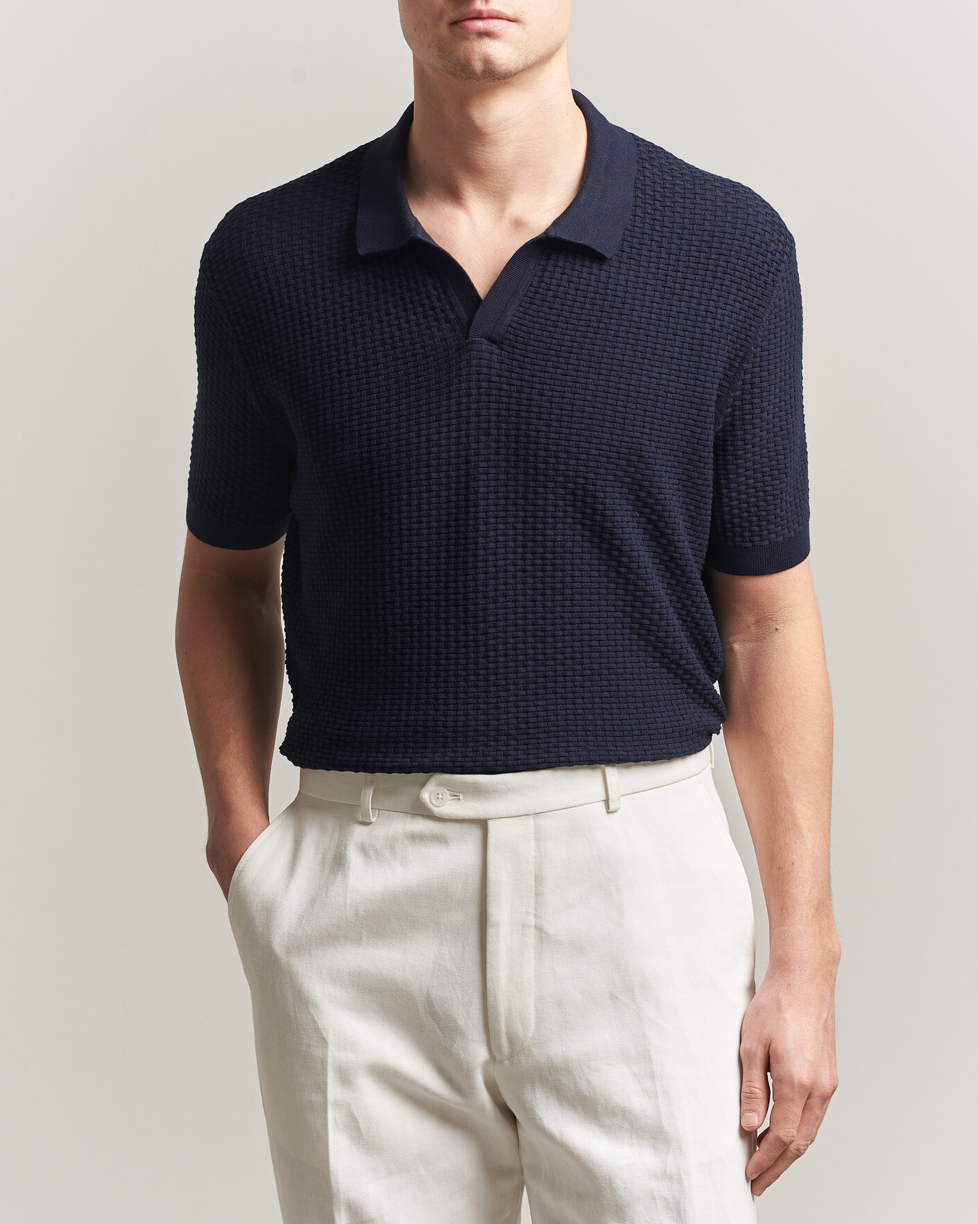 Herren | Poloshirts | BOSS BLACK | Natalo Structured Knitted Polo Dark Blue
