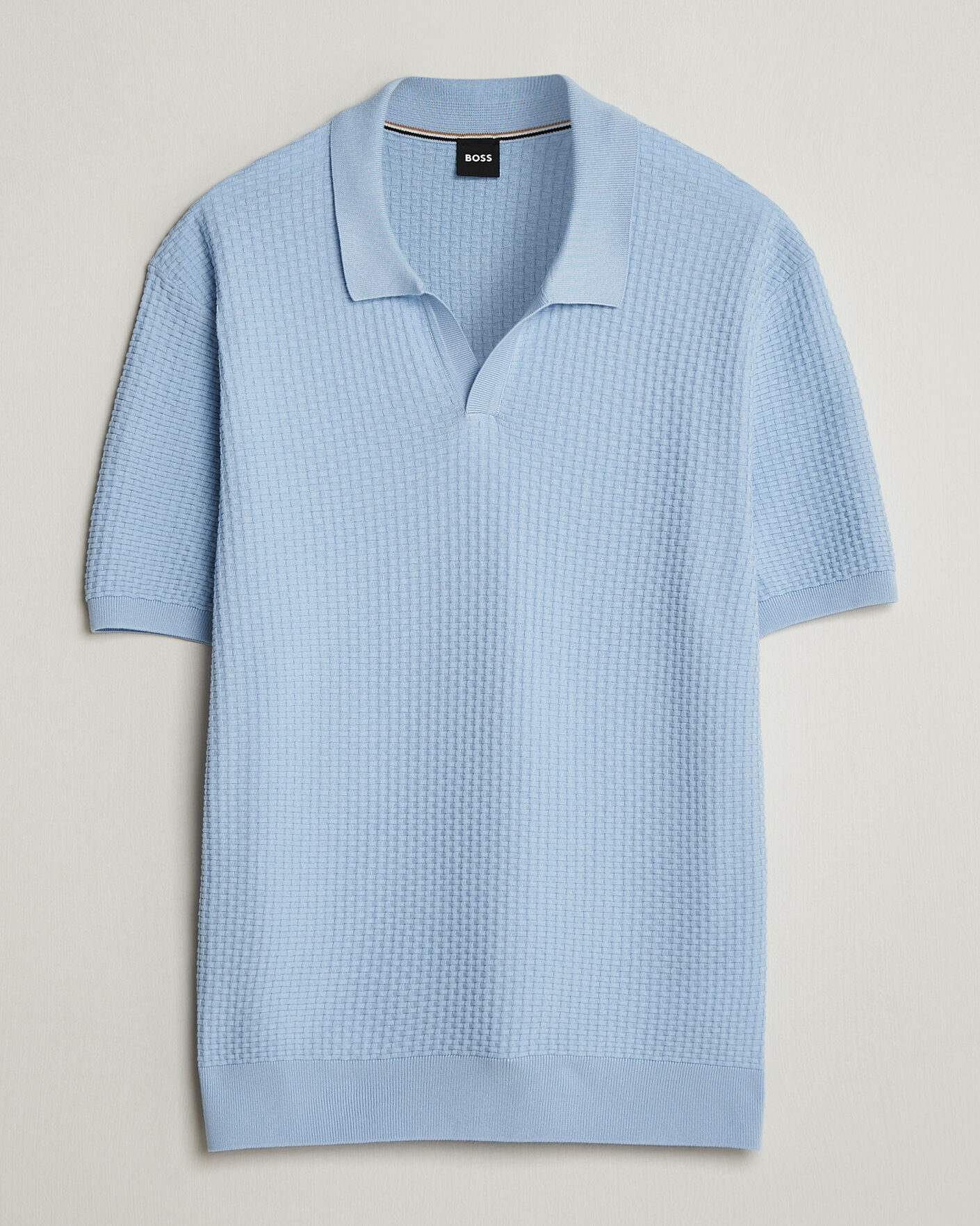 Herren | Poloshirts | BOSS BLACK | Natalo Structured Knitted Polo Light Blue